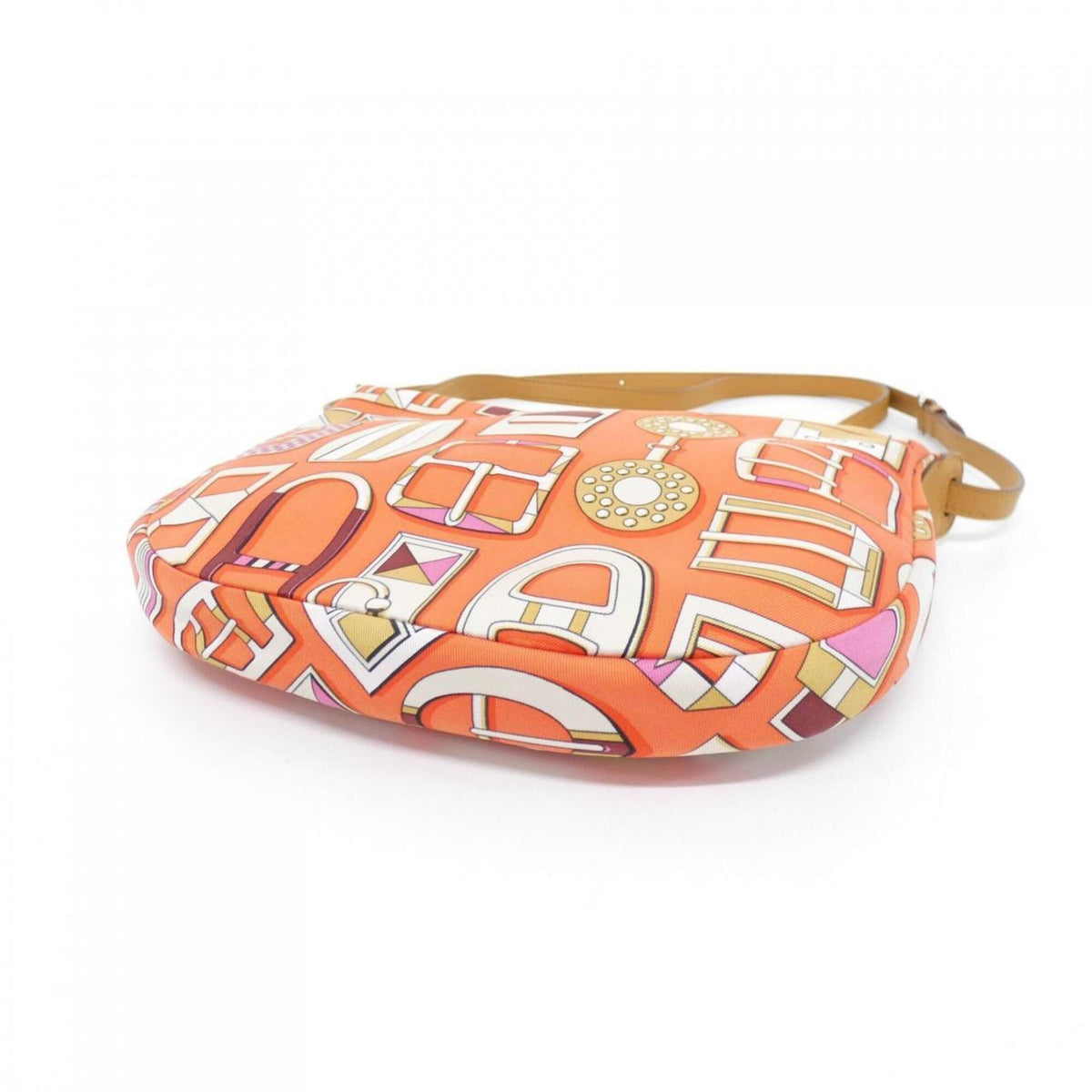 Hermes Orange Poppy Silk Swift Leather Handbag Pouch (Pre-Owned)