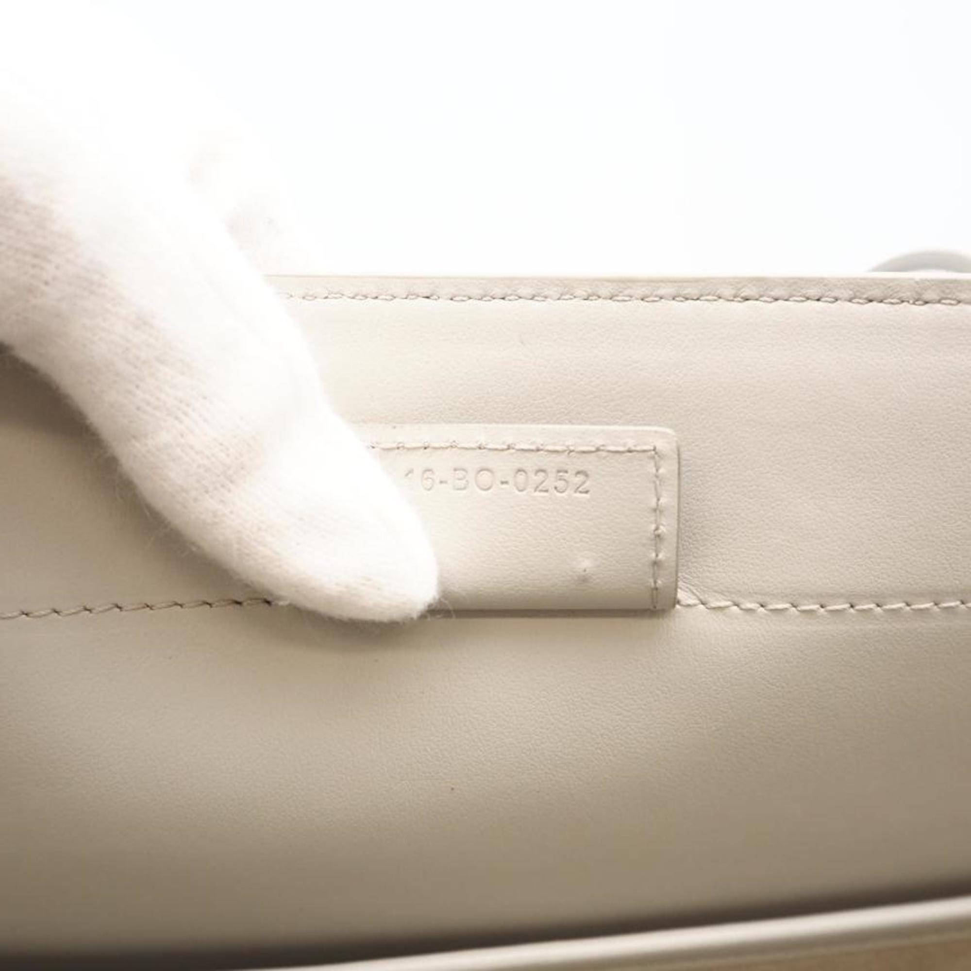 Christian Dior Gray White Leather Tote Bag (Pre-Owned)