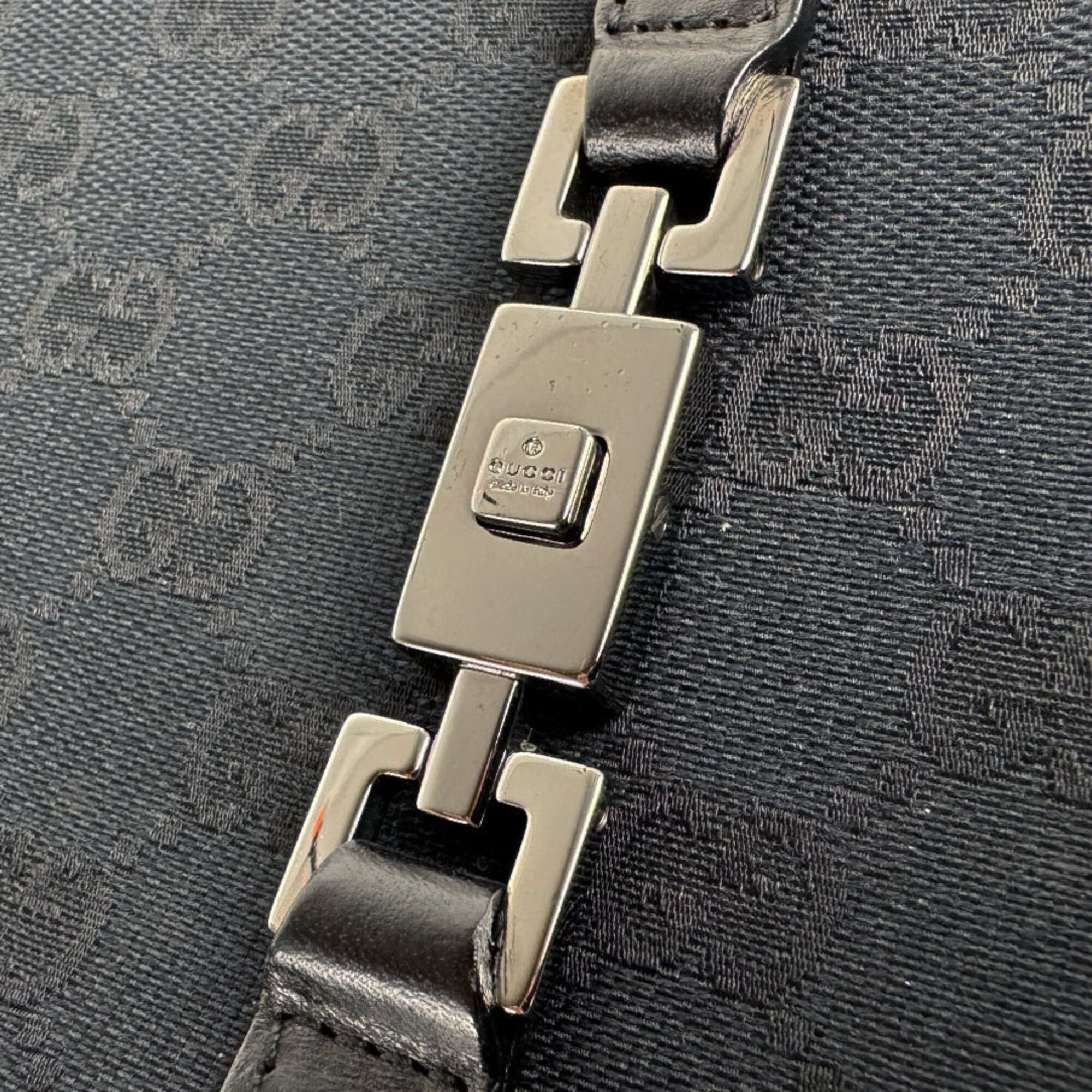 Gucci Black Gg Canvas Leather Handbag (Pre-Owned)