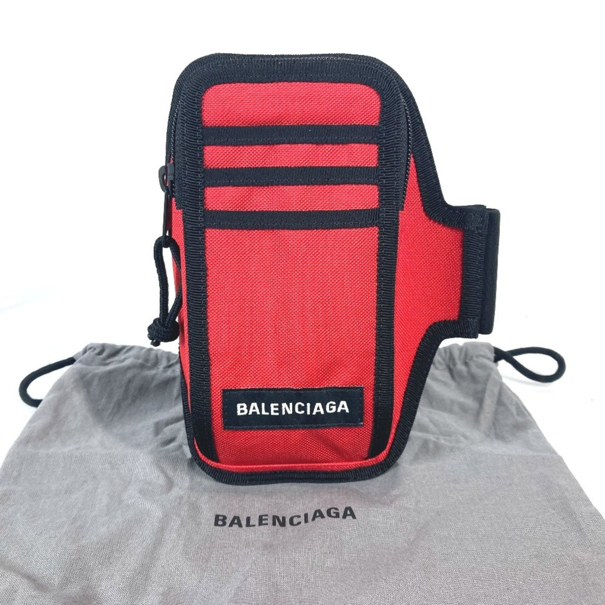 Balenciaga Black Red Color Nylon Pouch (Pre-Owned)