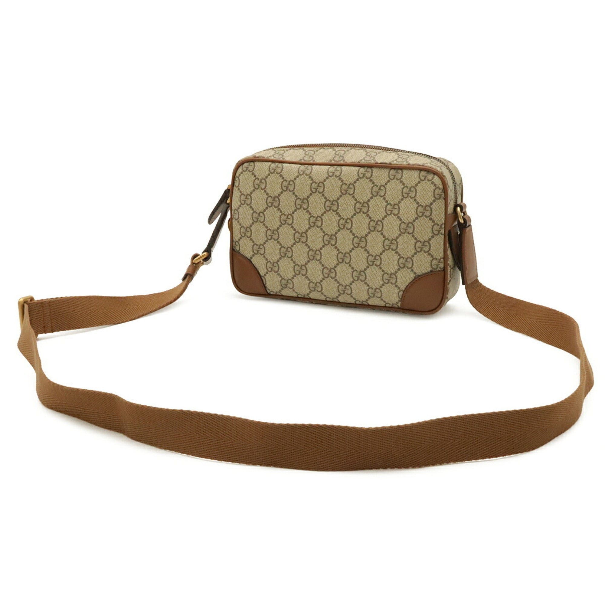 Gucci Beige Brown Brown Canvas Shoulder Bag (Pre-Owned)