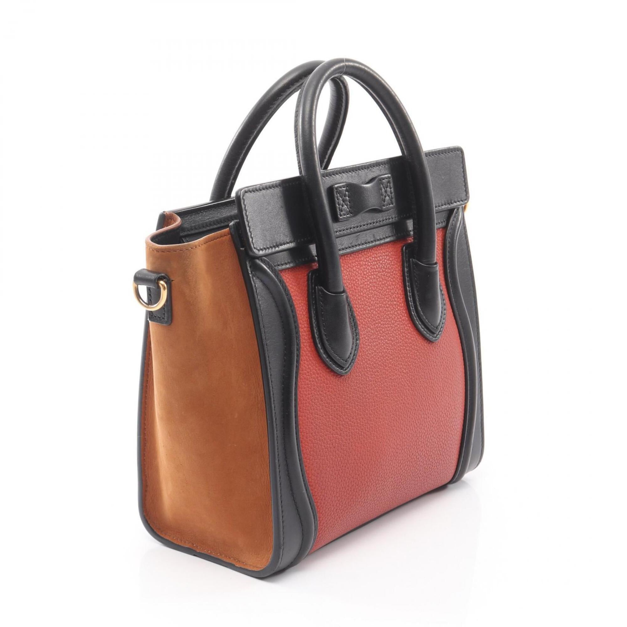 Celine Black Brown Red Color Leather Handbag (Pre-Owned)