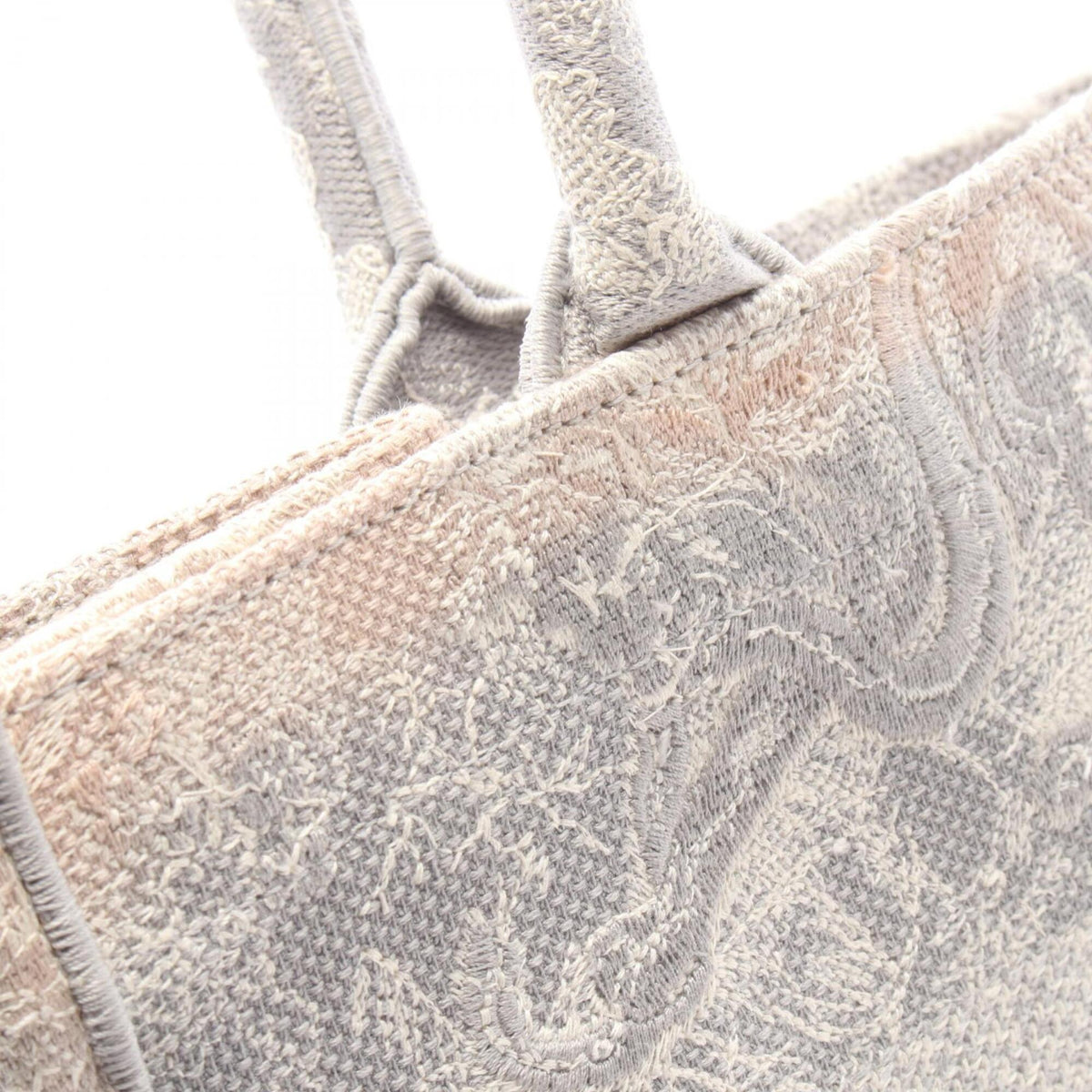 Christian Dior Gray White Canvas Handbag Tote Bag (Pre-Owned)