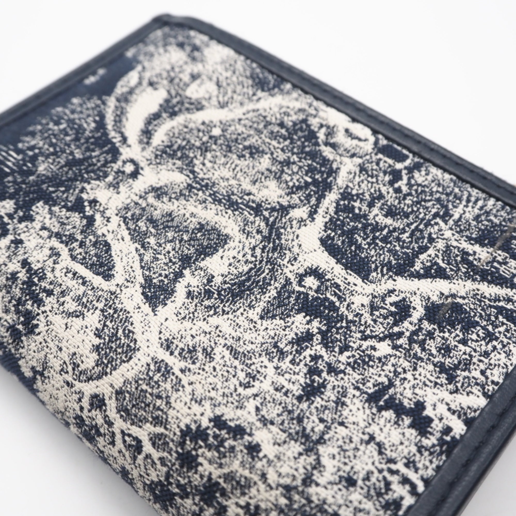 Christian Dior Navy White Cotton Leather Wallet (Bi-Fold) (Pre-Owned)