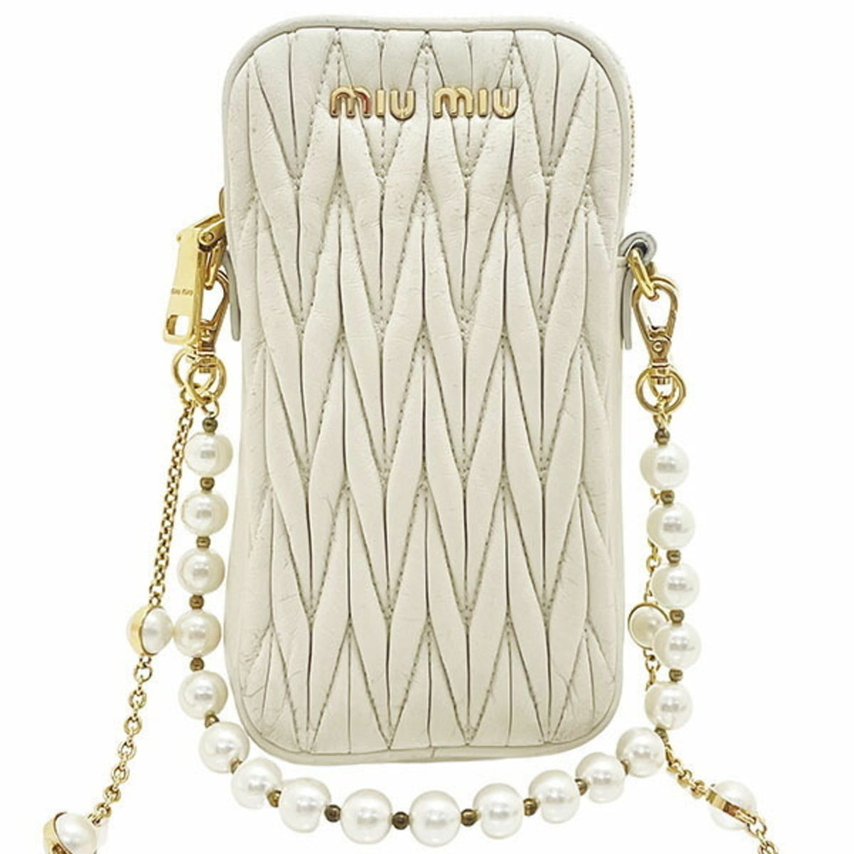 Miu Miu Ivory Leather Phone Wallet (Pre-Owned)