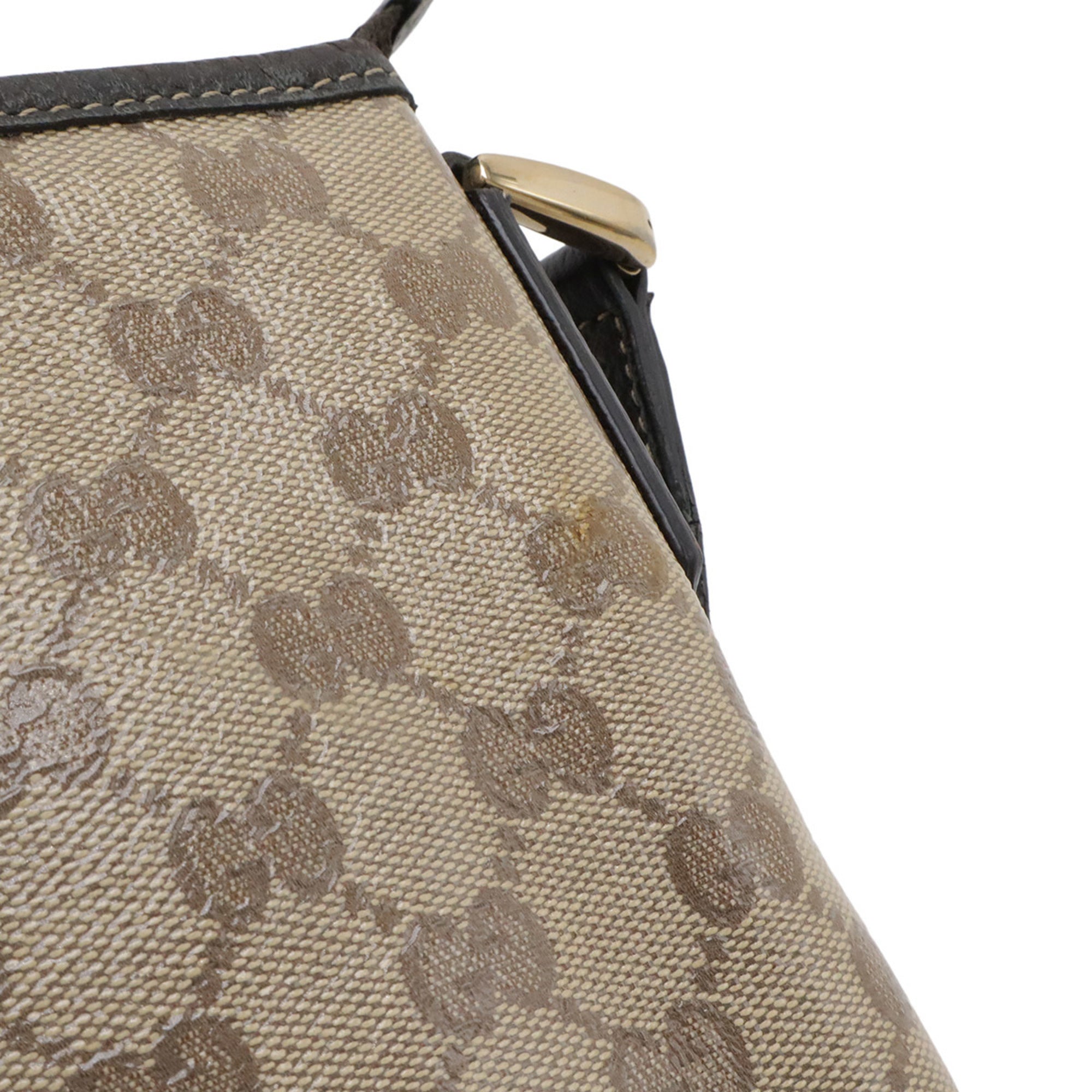 Gucci Beige Dark Brown Gg Crystal Coated Canvas Leather Shoulder Bag (Pre-Owned)