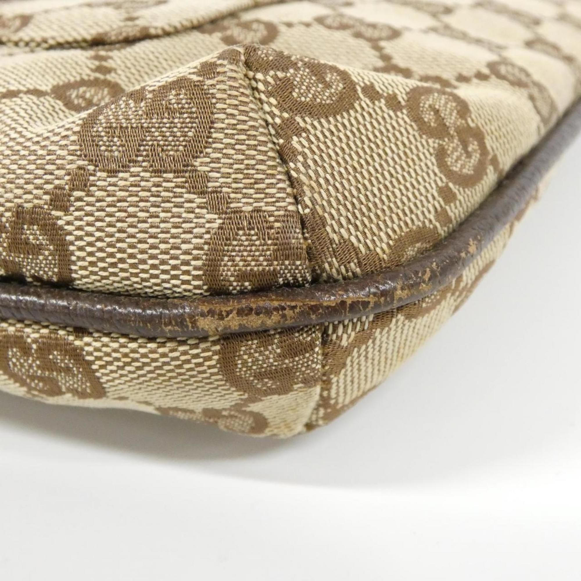 Gucci Gg Canvas Beige Dark Brown Gg Canvas Shoulder Bag (Pre-Owned)