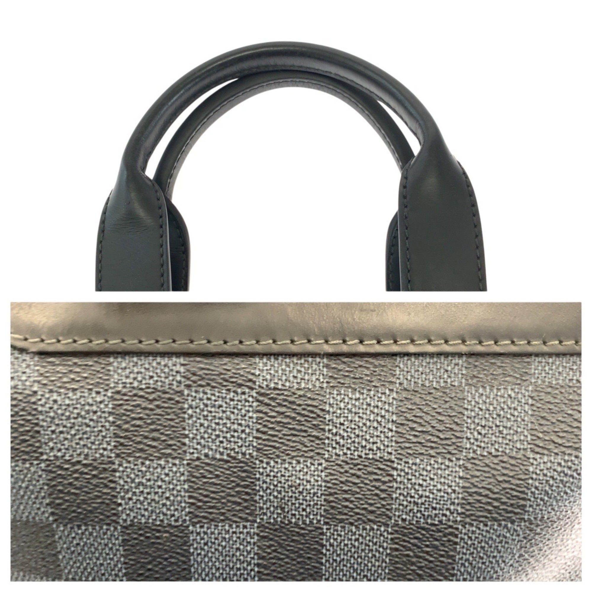 Louis Vuitton Navy Leather Pvc Tote Bag (Pre-Owned)
