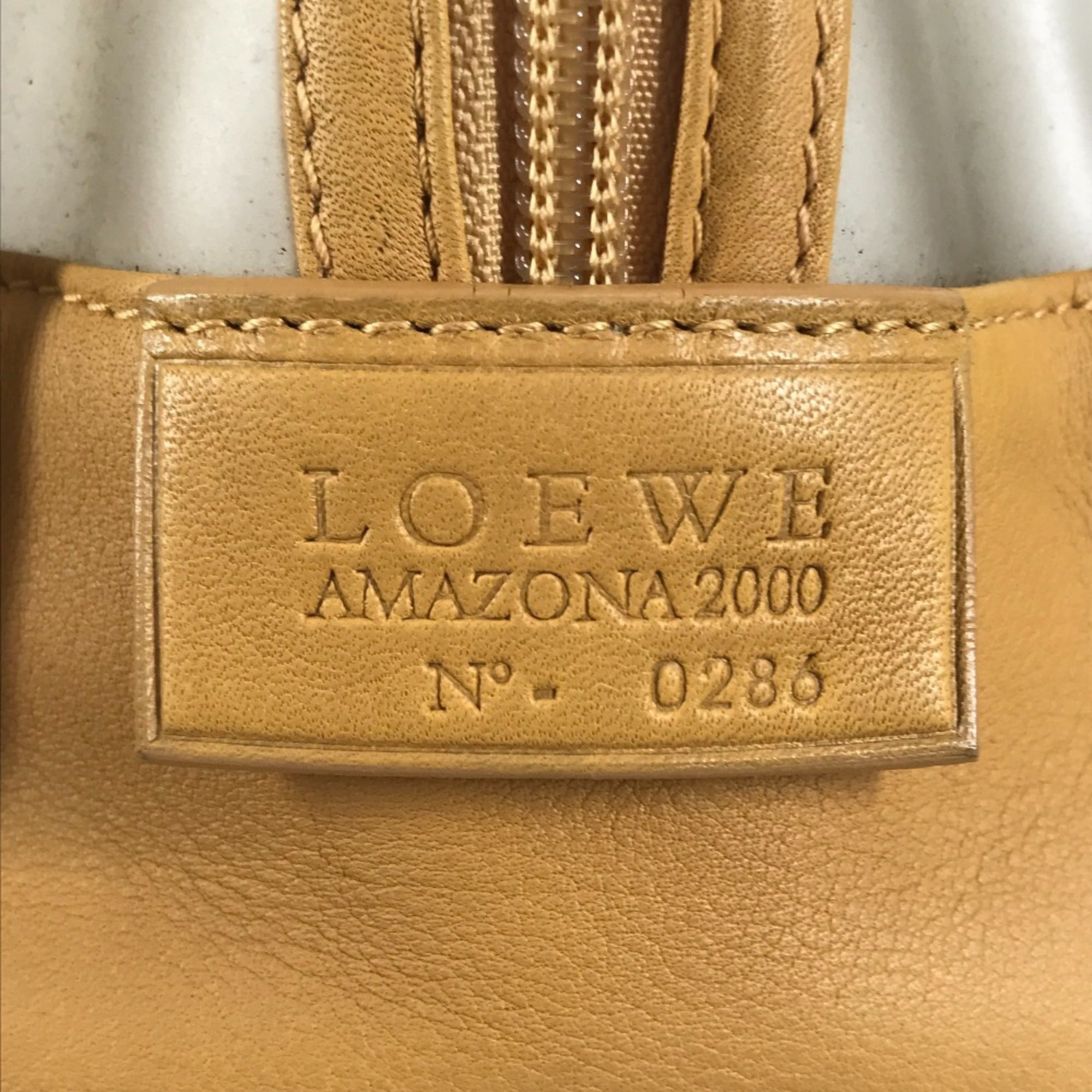 Loewe Amazona Beige Vinyl Leather Boston Bag Handbag (Pre-Owned)