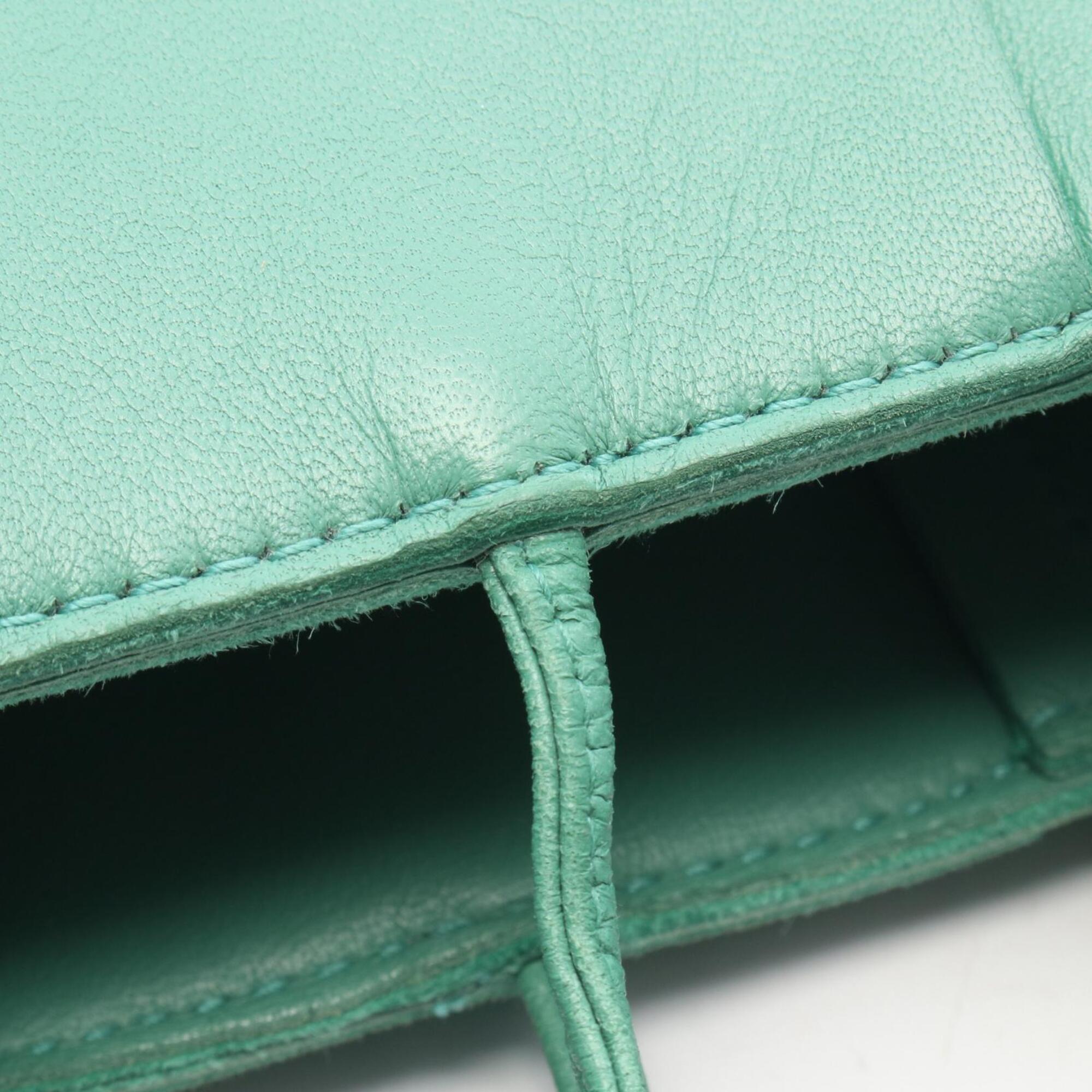 Bottega Veneta Green Leather Handbag Pouch Tote Bag (Pre-Owned)