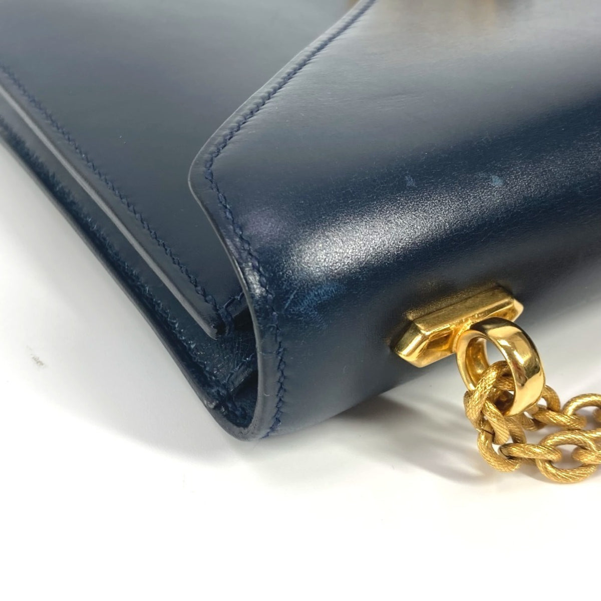 Hermes Navy Box Calf Leather Shoulder Bag (Pre-Owned)