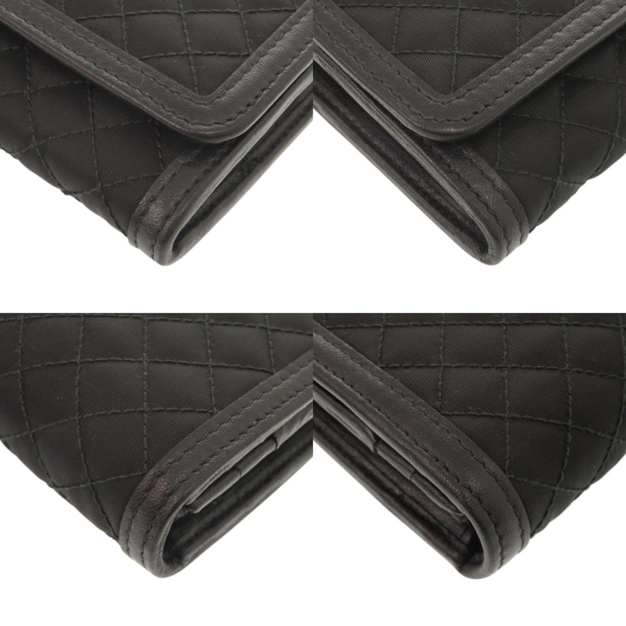 Prada Black Nylon Leather Long Wallet (Bi-Fold) (Pre-Owned)