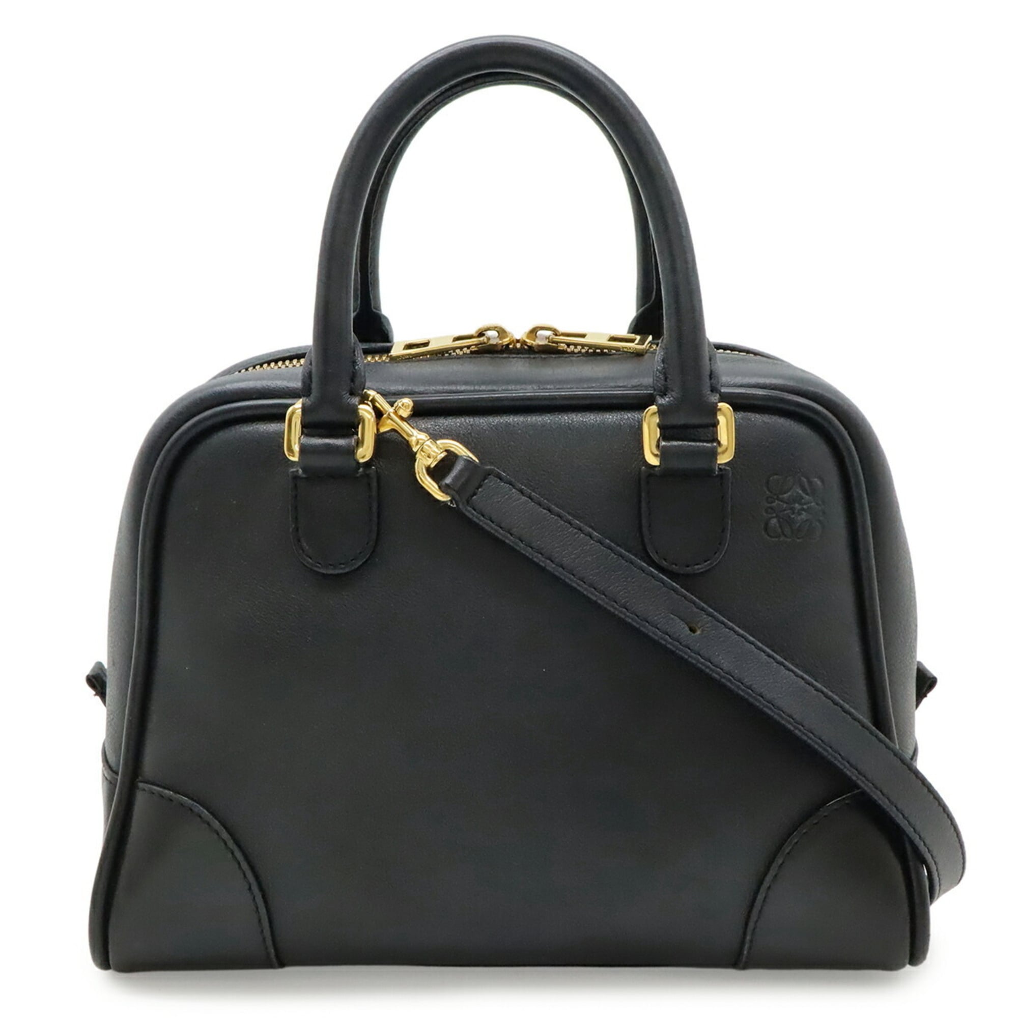 Loewe Amazona Black Leather Handbag Shoulder Bag (Pre-Owned)