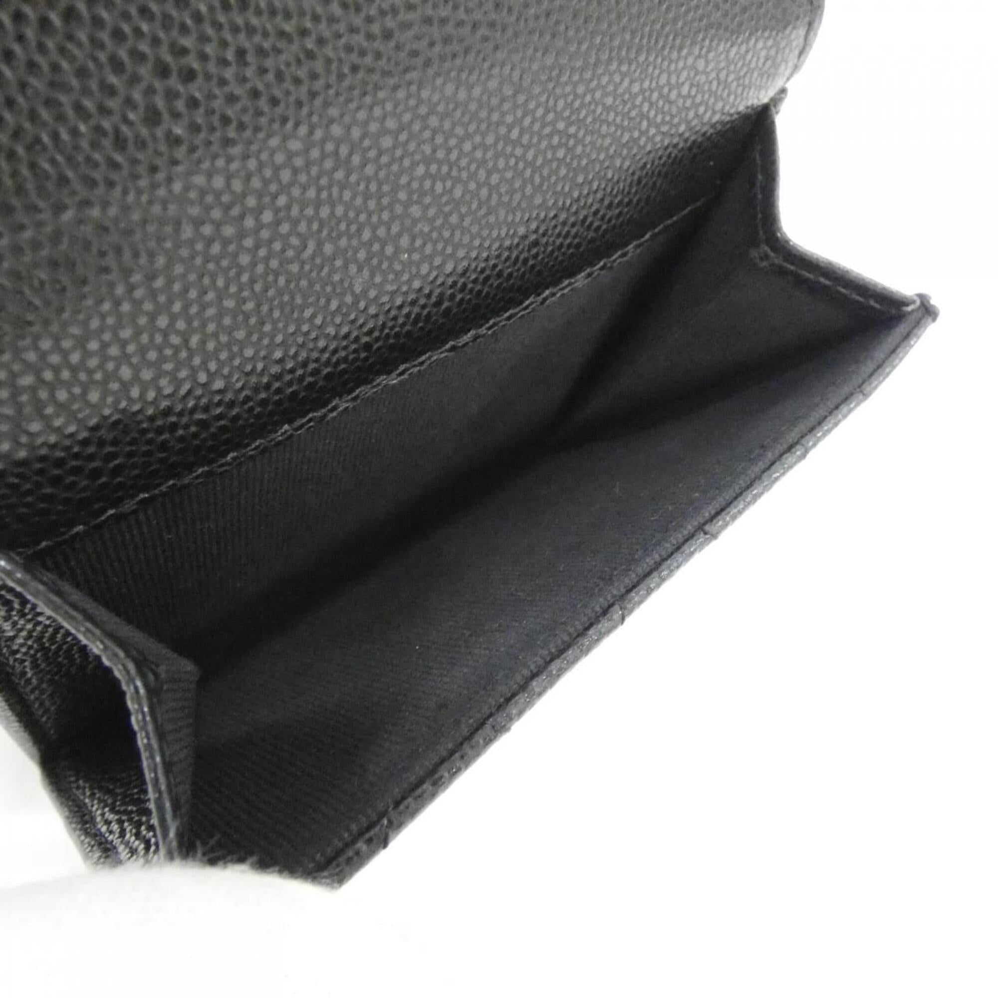 Chanel Black Bordeaux Grained Calfskin Wallet (Tri-Fold) (Pre-Owned)