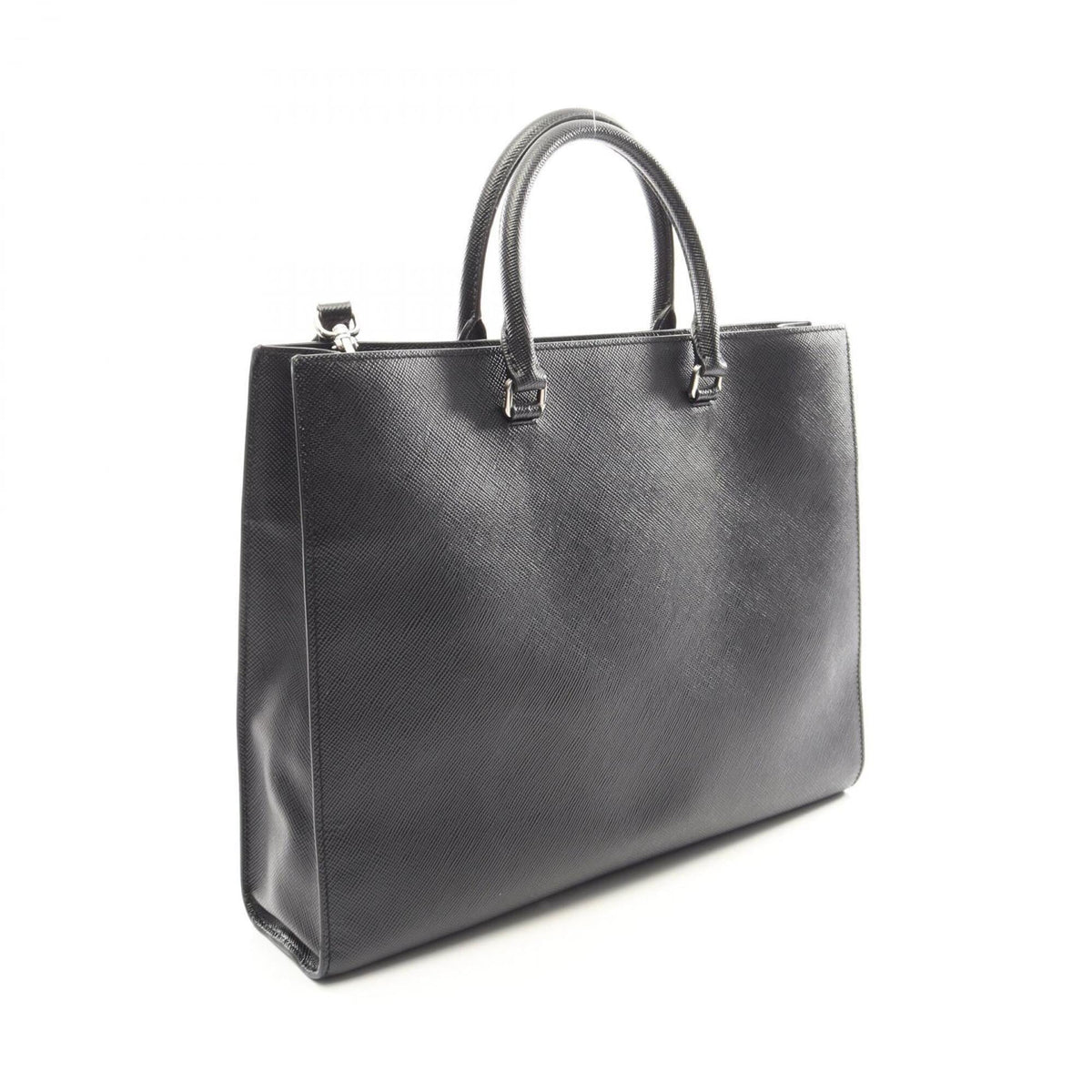 Prada Black Saffiano Triangle Handbag Tote Bag (Pre-Owned)