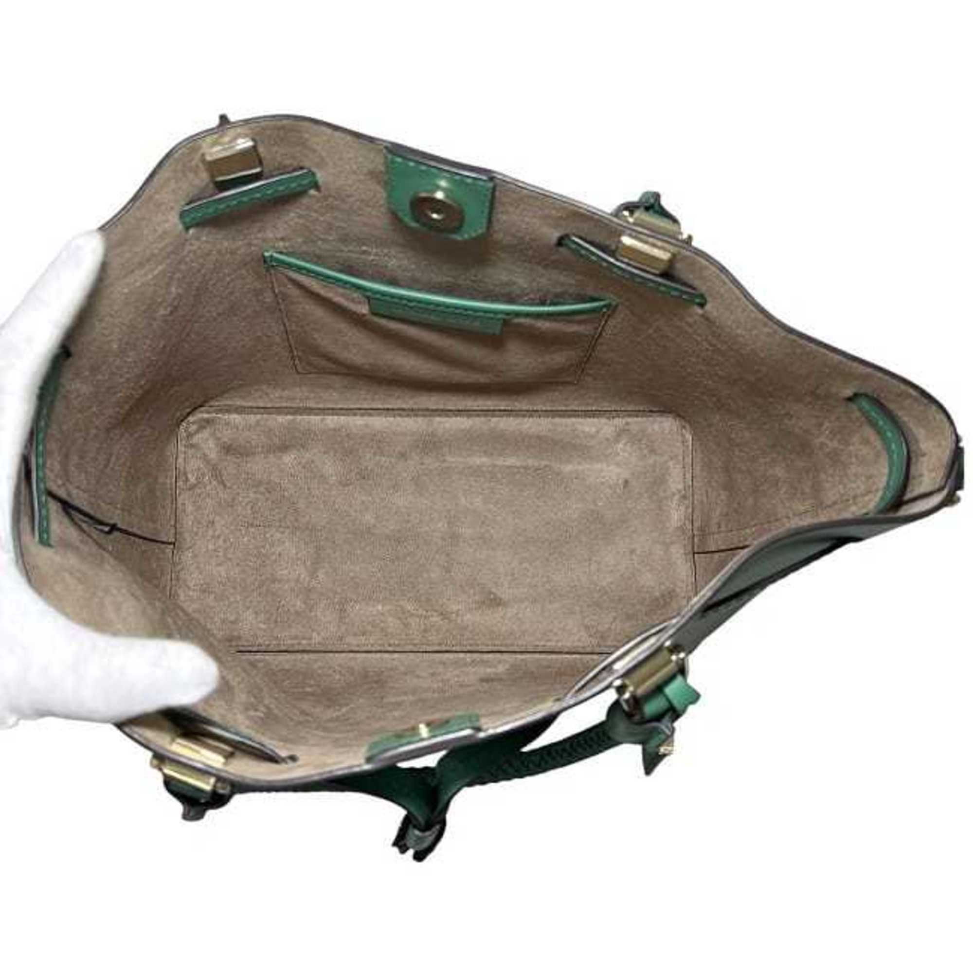 Michael Kors Green Leather Shoulder Bag Tote Bag (Pre-Owned)