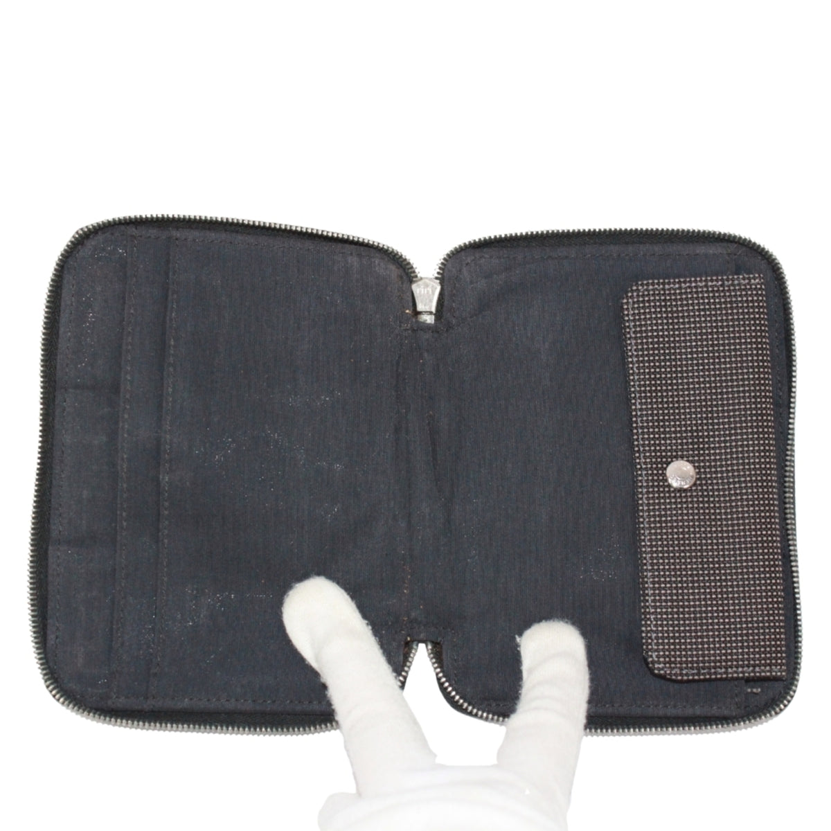 Hermes Black Gray Nylon Canvas Wallet (Bi-Fold) (Pre-Owned)