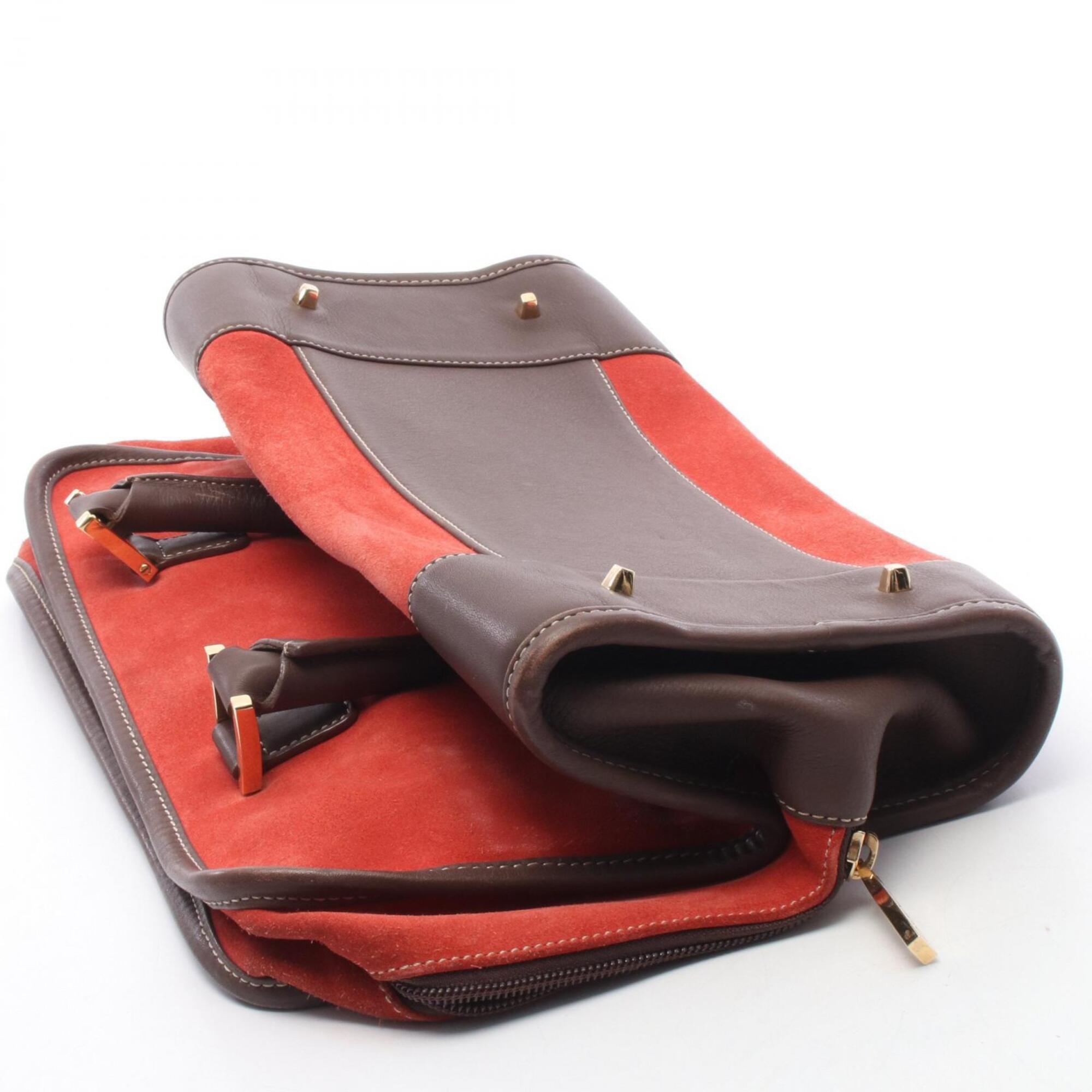 Loewe Brown Red Color Suede Leather Handbag (Pre-Owned)