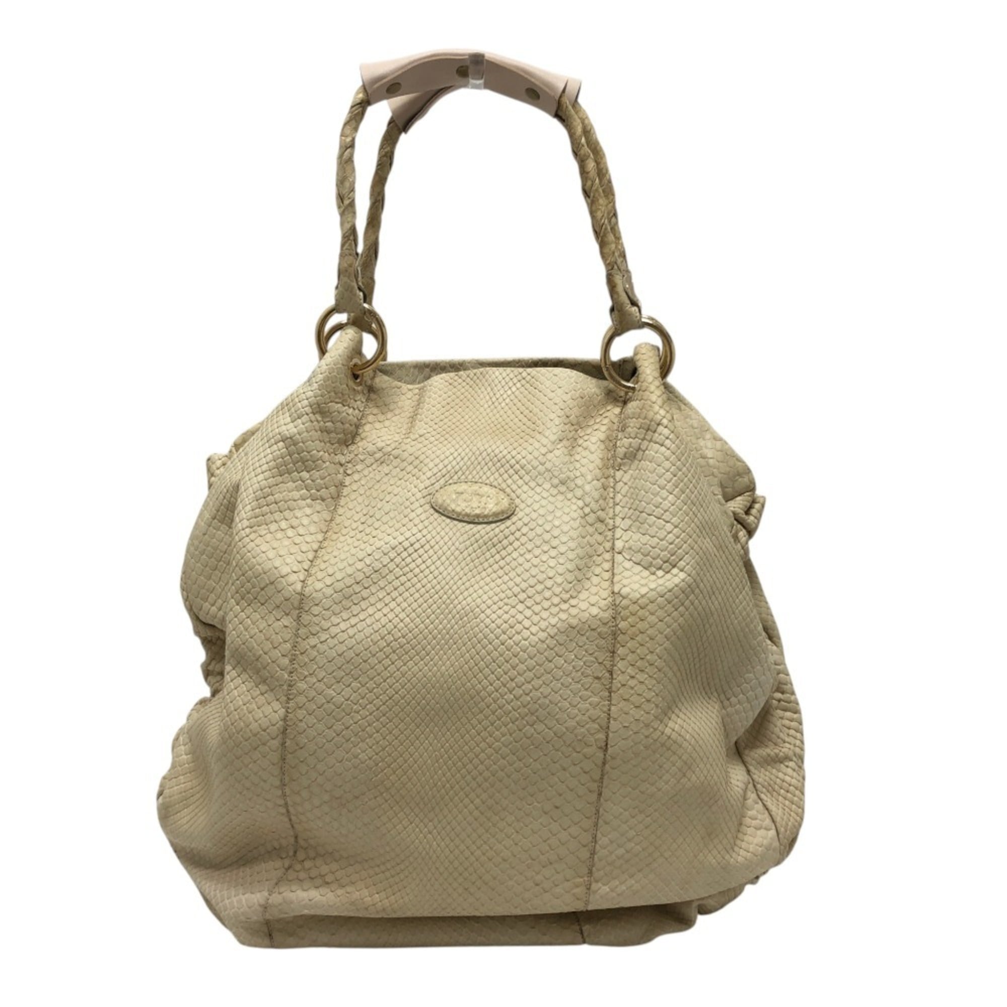 Tod's White Leather Handbag Shoulder Bag Tote Bag (Pre-Owned)