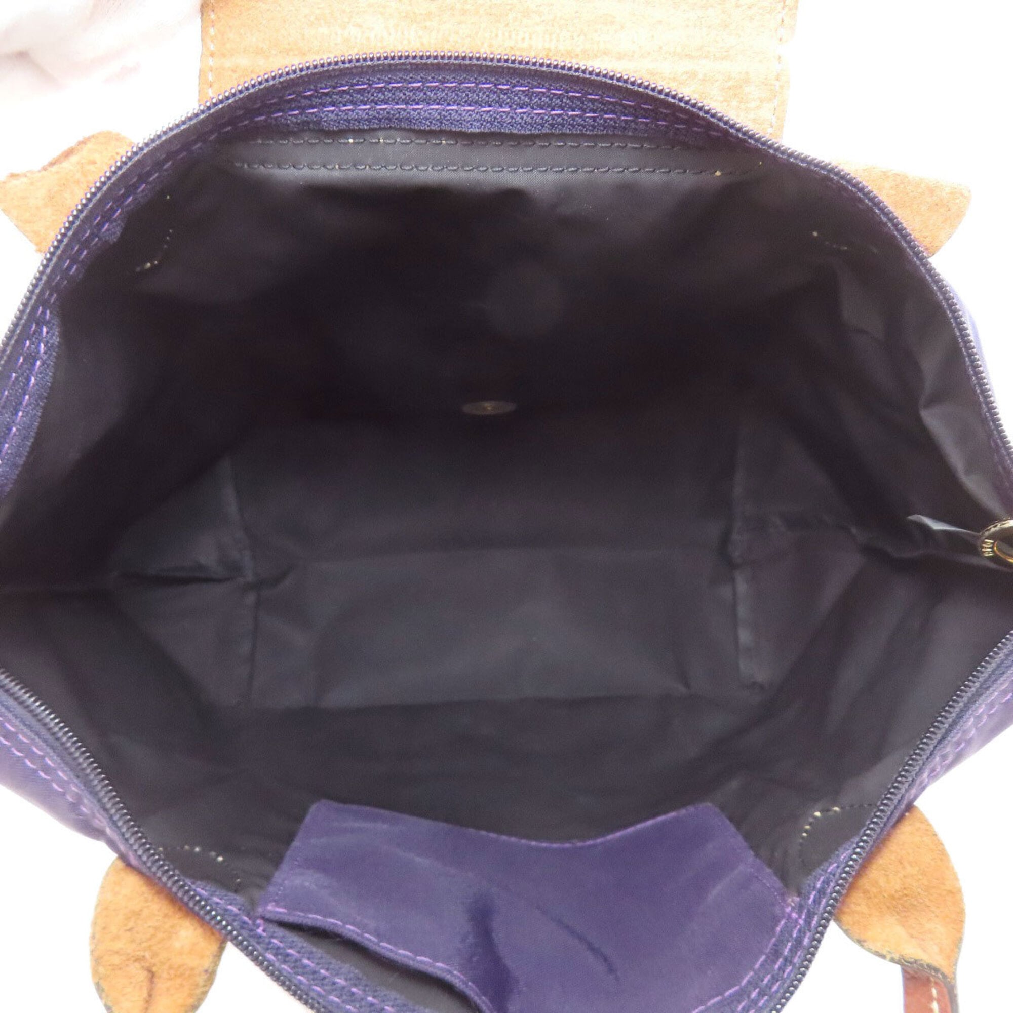 Longchamp Le Pliage Brown Purple Nylon Handbag (Pre-Owned)