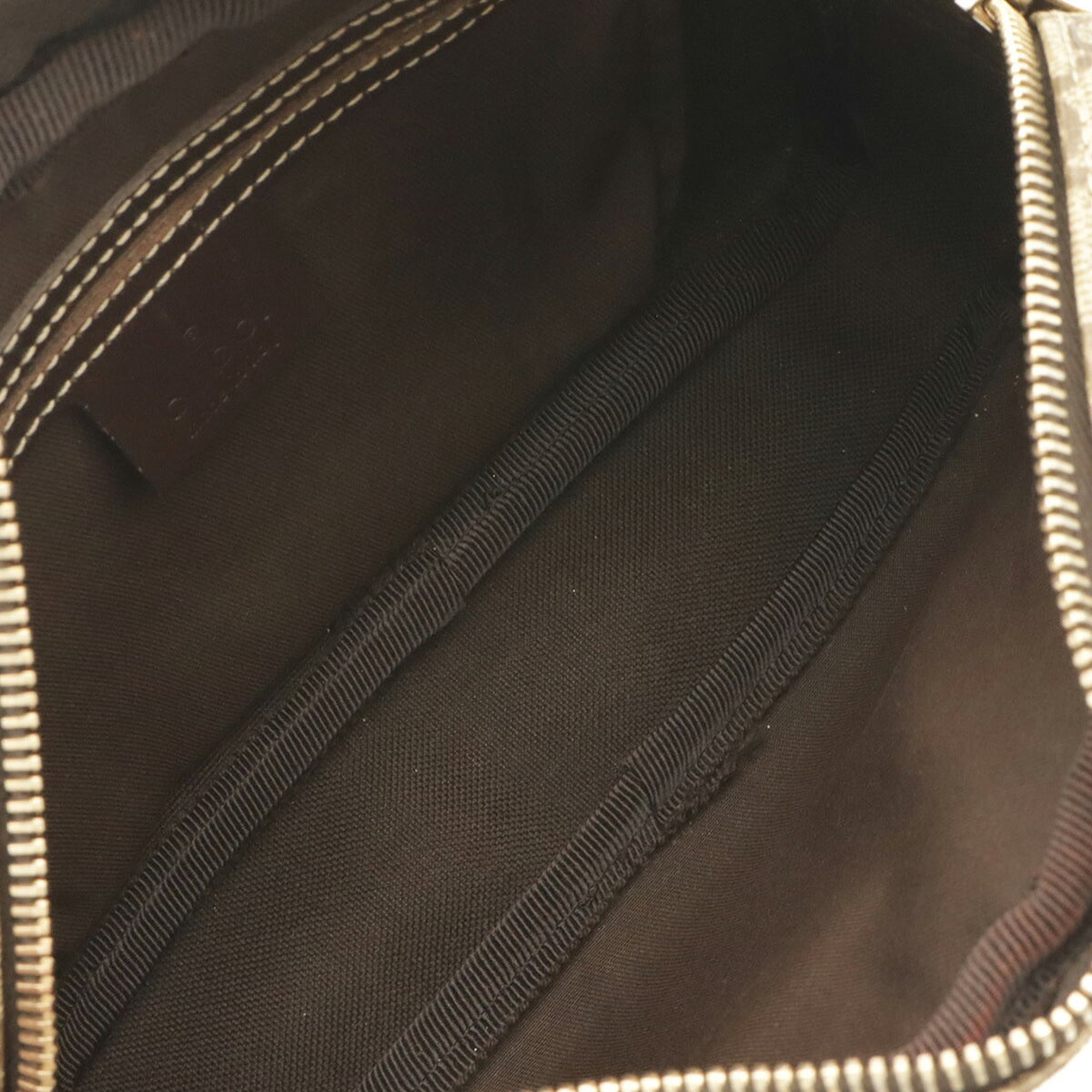 Gucci Beige Dark Brown Khaki Gg Supreme Canvas Leather Pochette Shoulder Bag (Pre-Owned)