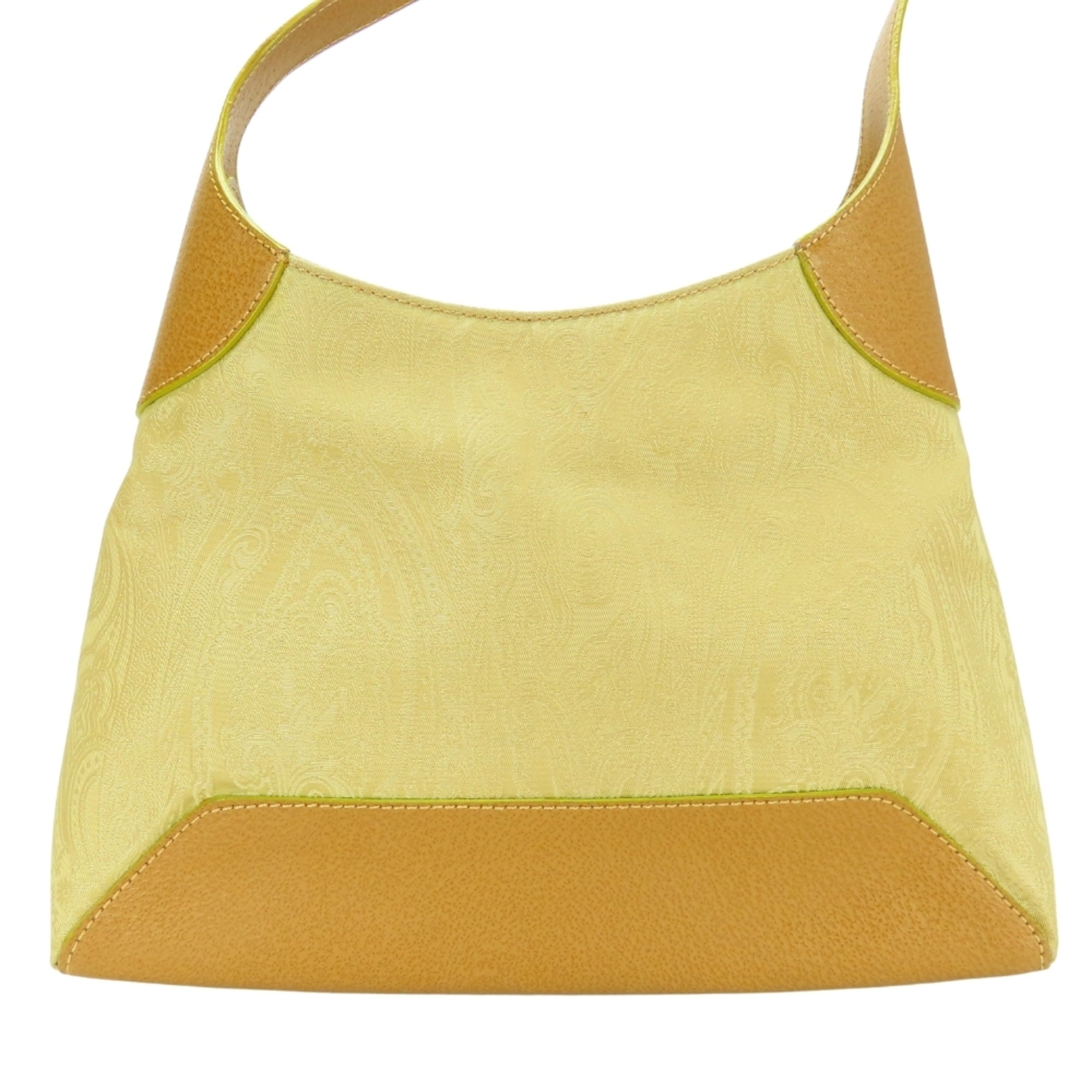 Etro Beige Brown Yellow Nylon Leather Shoulder Bag (Pre-Owned)