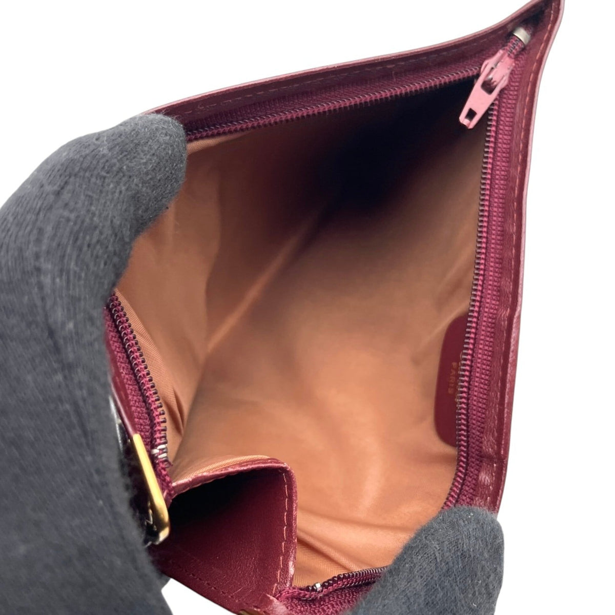 Cartier Bordeaux Gold Leather Clutch Bag Pouch (Pre-Owned)