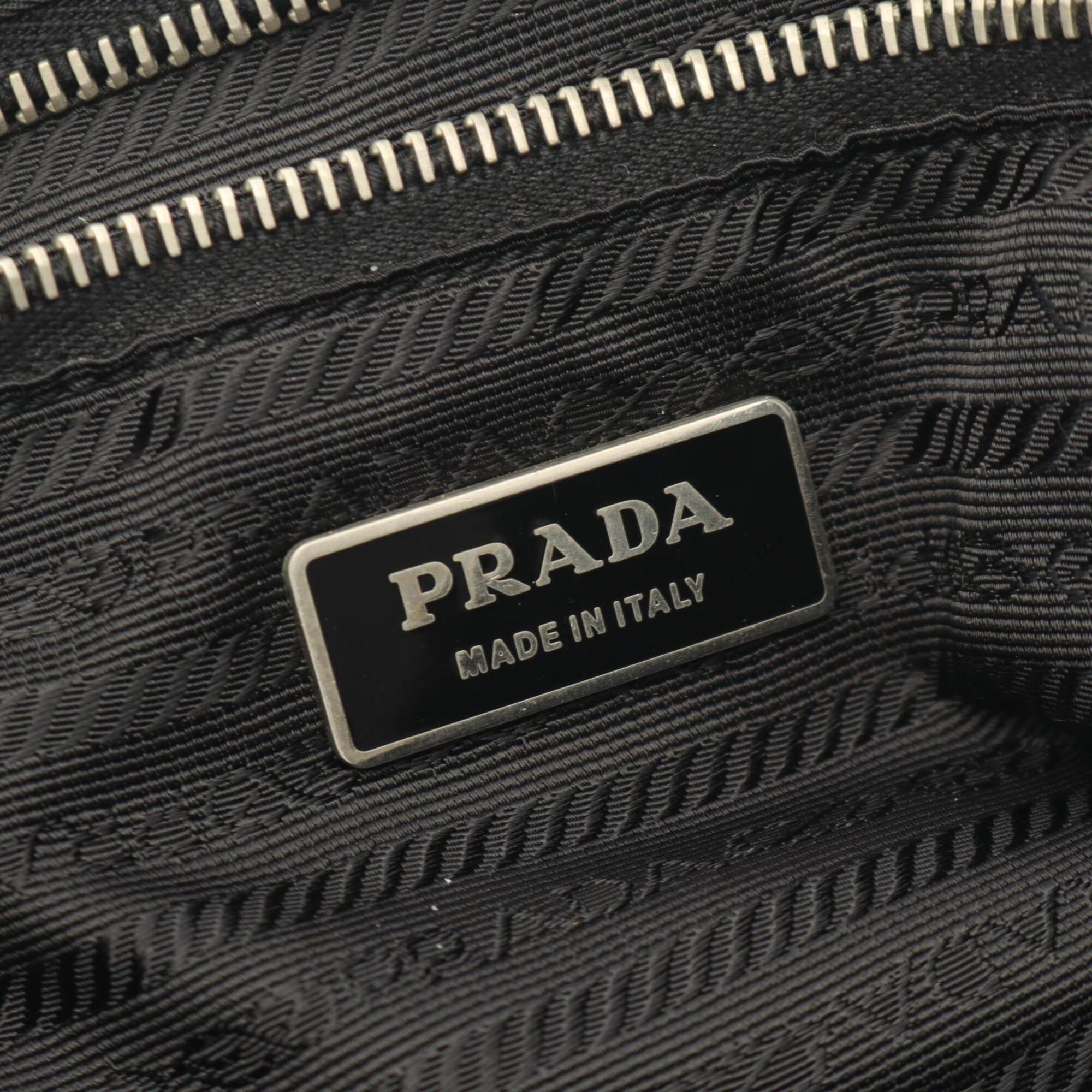 Prada Black Nylon Leather Handbag Tote Bag (Pre-Owned)