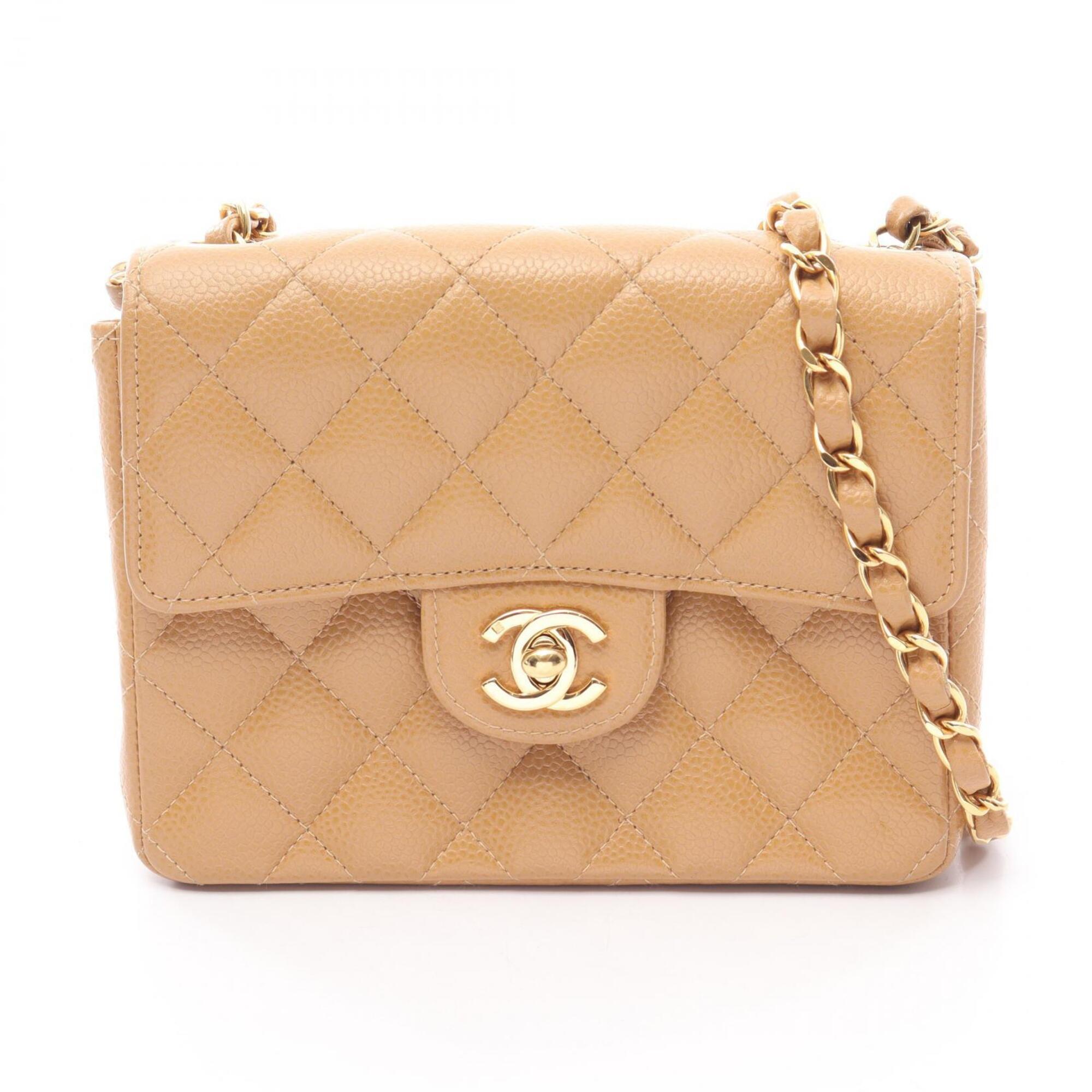 Chanel Beige Grained Calfskin Handbag Shoulder Bag (Pre-Owned)