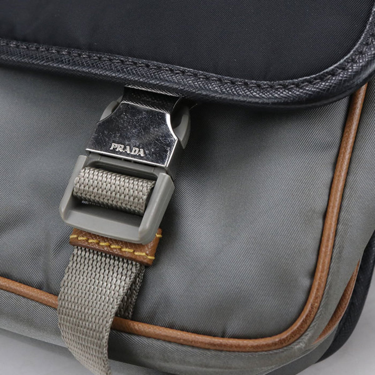 Prada Gray Nylon Shoulder Bag (Pre-Owned)