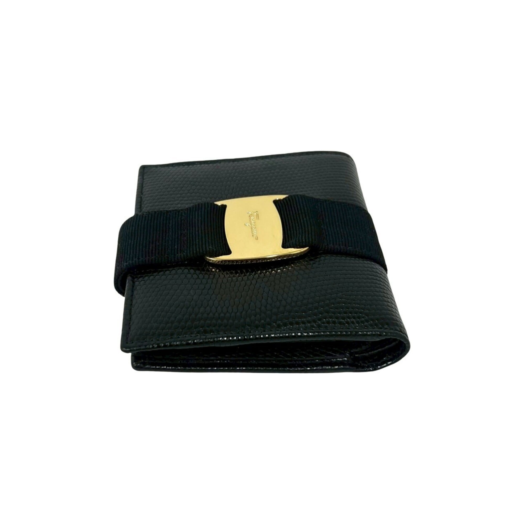 Salvatore Ferragamo Black Leather Wallet (Bi-Fold) (Pre-Owned)