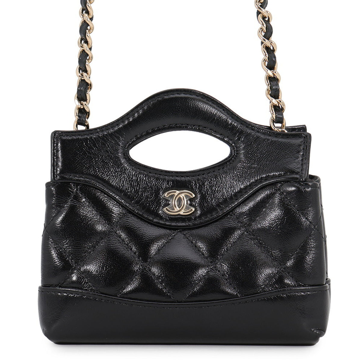 Chanel Matelasse Black Leather Handbag Shoulder Bag (Pre-Owned)