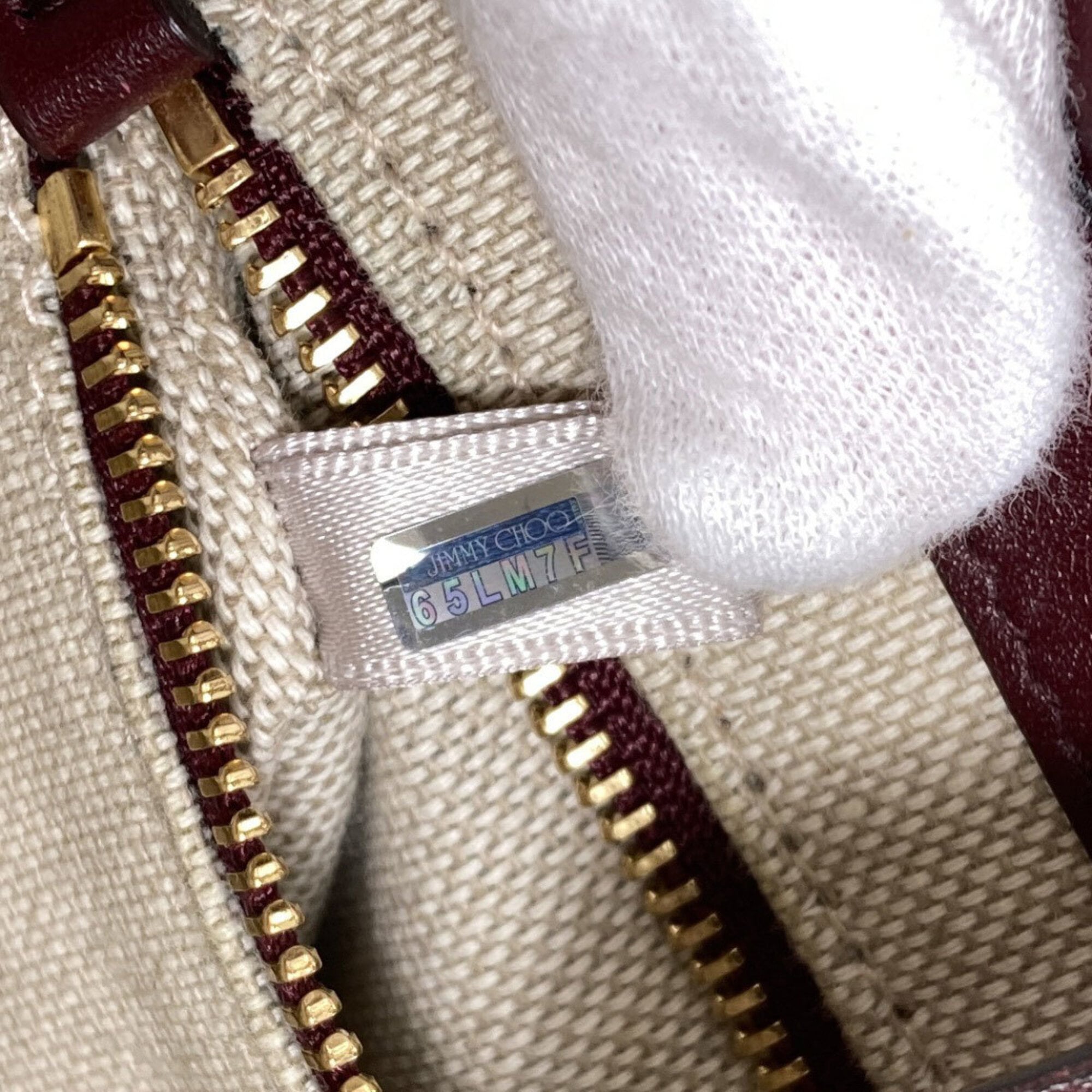 Jimmy Choo Beige Bordeaux Pink Wool Leather Handbag (Pre-Owned)