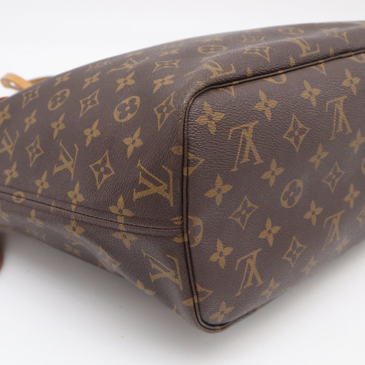 Louis Vuitton Beige Brown Monogram Coated Canvas Leather Handbag Pouch (Pre-Owned)
