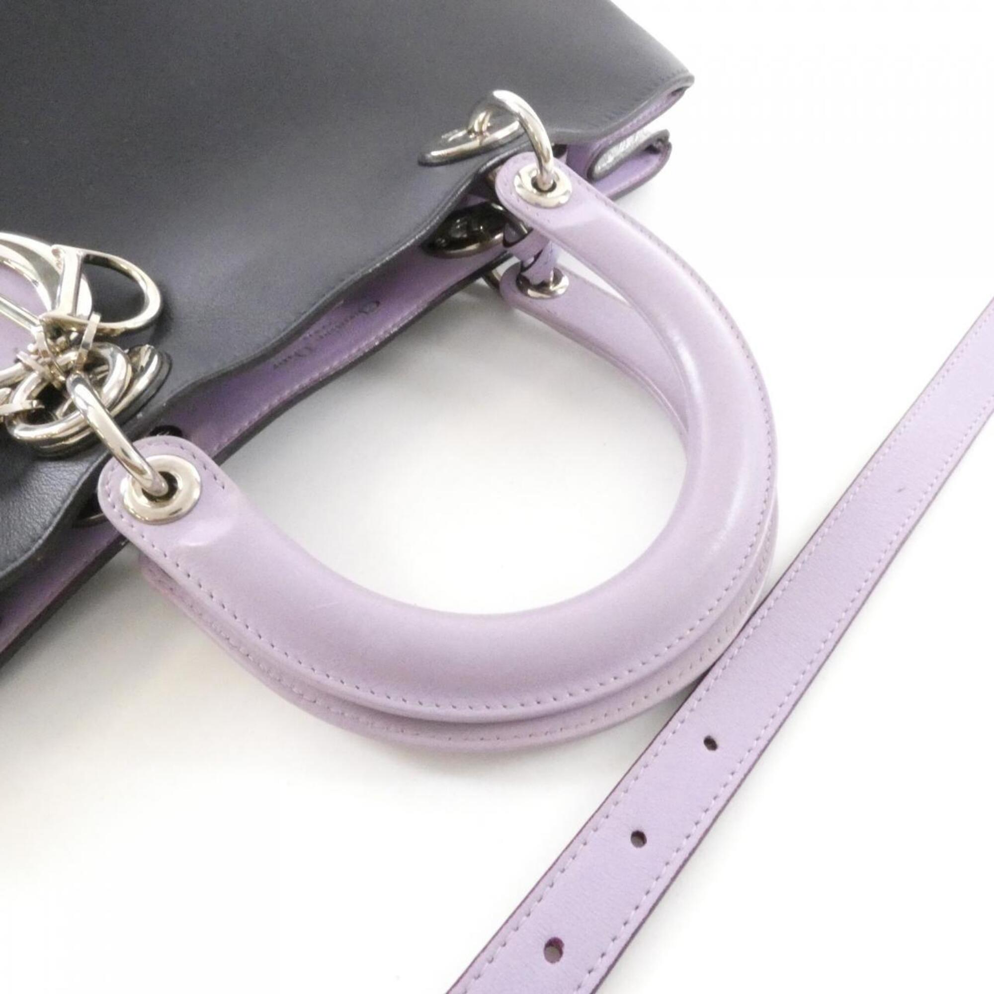 Christian Dior Navy Purple Leather Handbag (Pre-Owned)