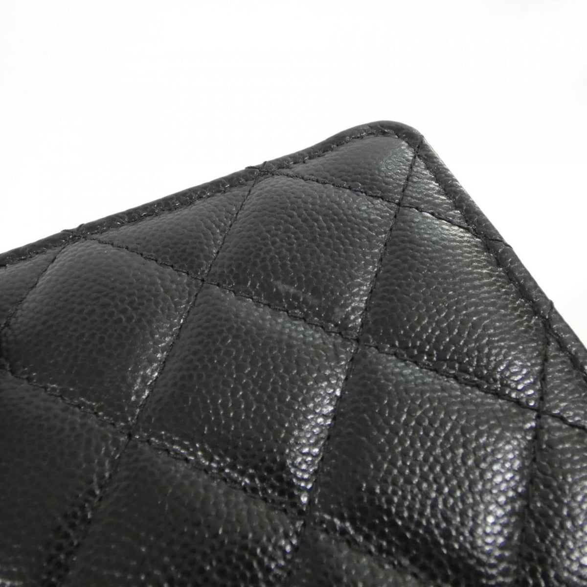 Chanel Black Grained Calfskin Long Wallet (Bi-Fold) (Pre-Owned)
