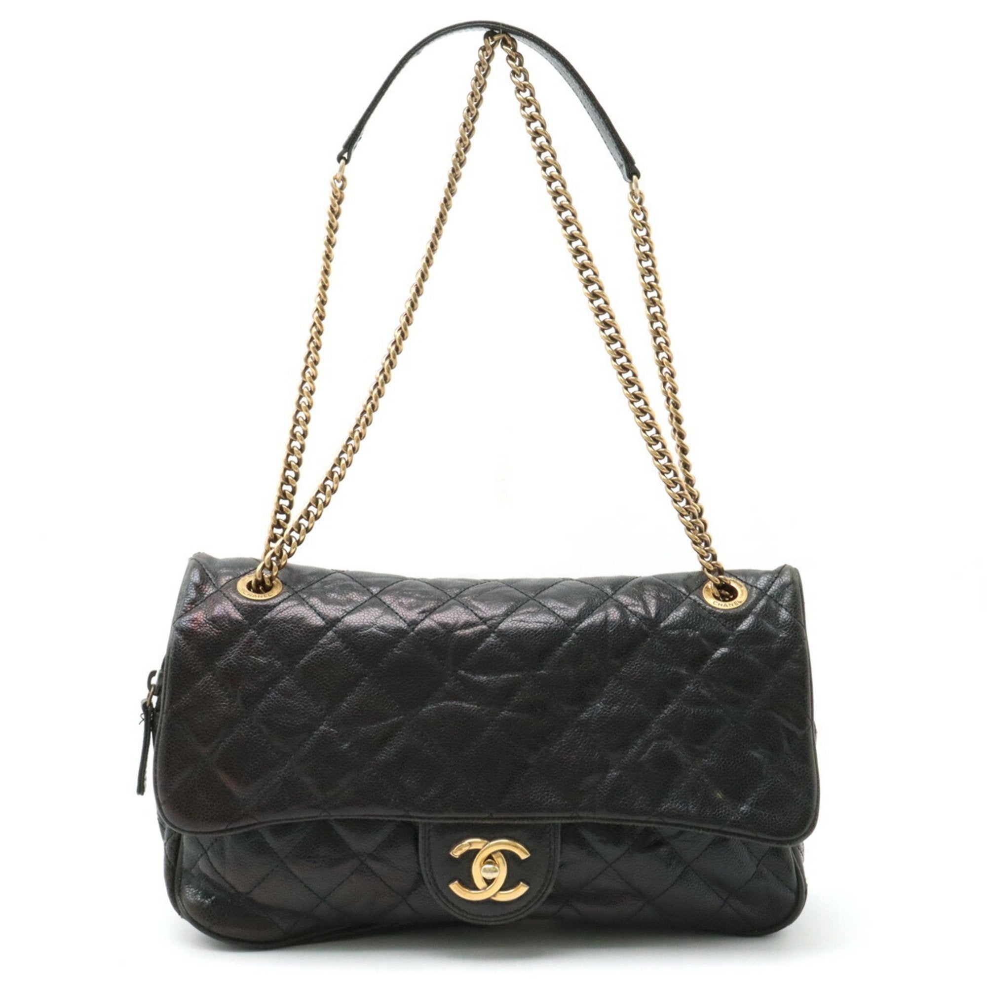 Chanel Black Caviar Leather Shoulder Bag (Pre-Owned)