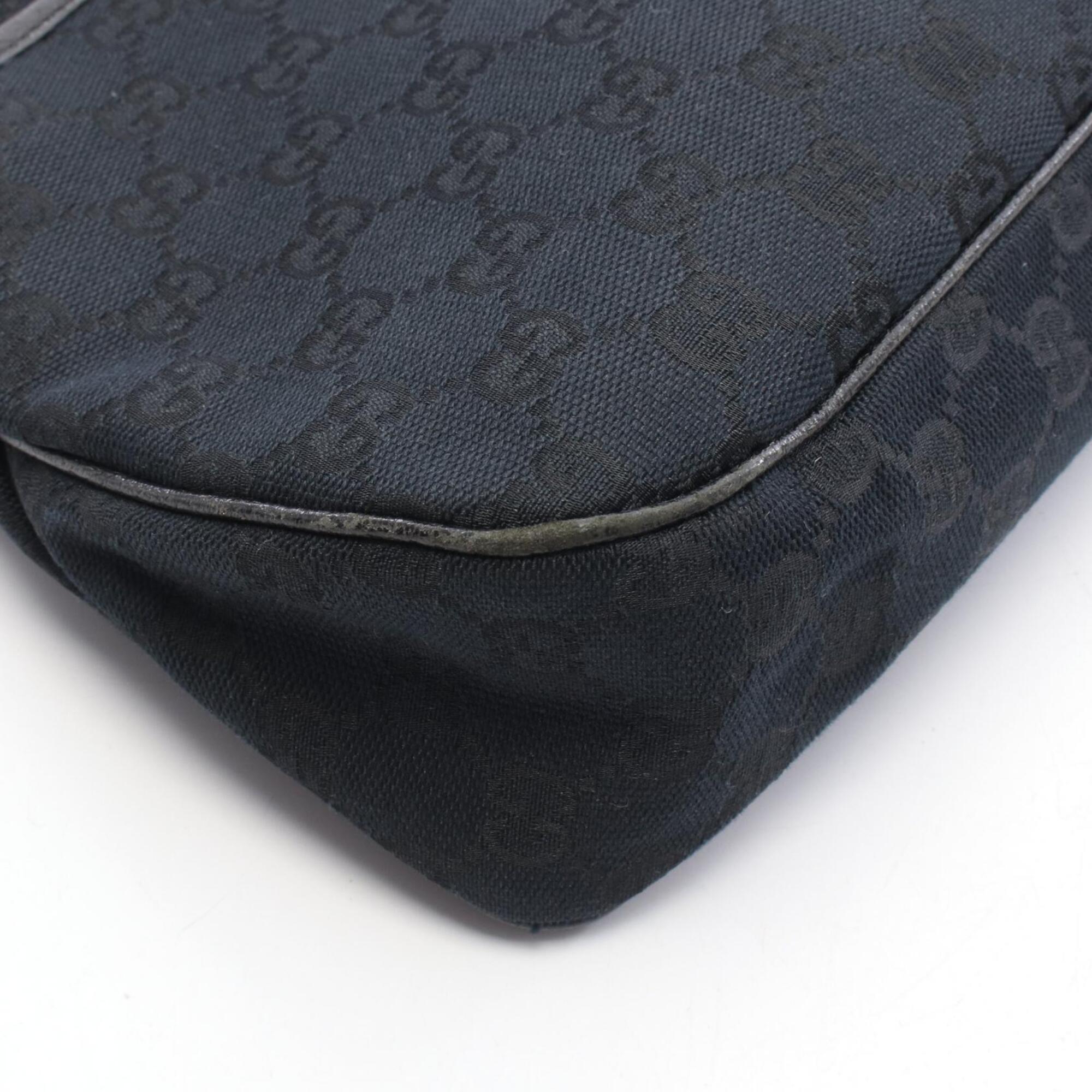 Gucci Black Canvas Leather Handbag Shoulder Bag (Pre-Owned)
