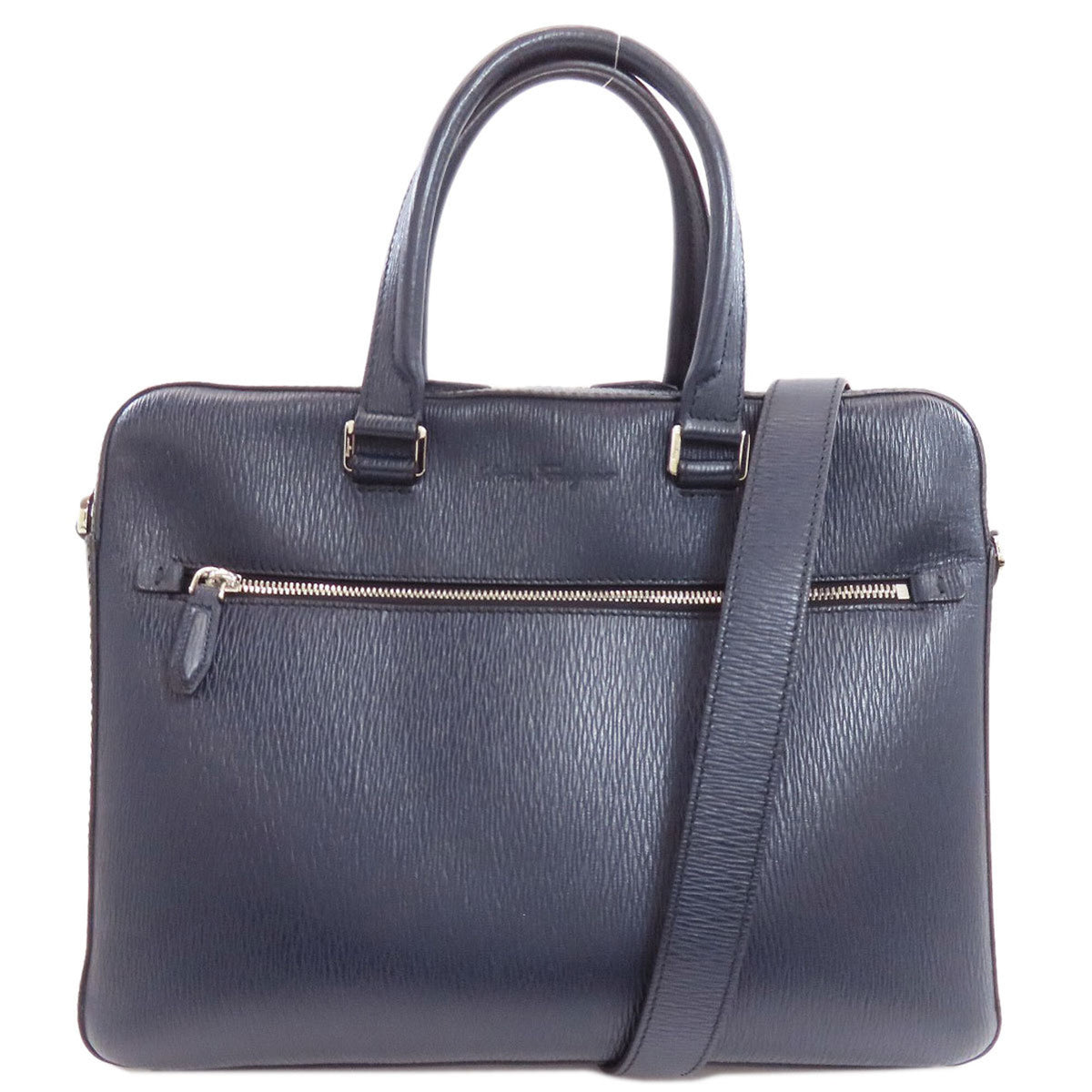 Salvatore Ferragamo Navy Leather Briefcase (Pre-Owned)