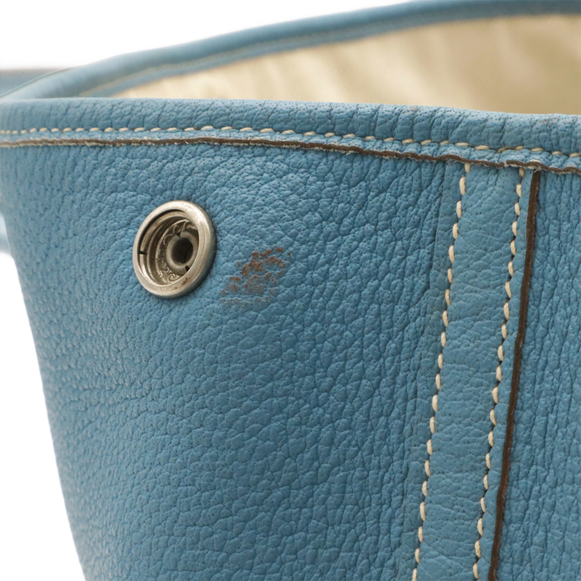 Hermes Light Blue Leather Handbag Shoulder Bag Tote Bag (Pre-Owned)