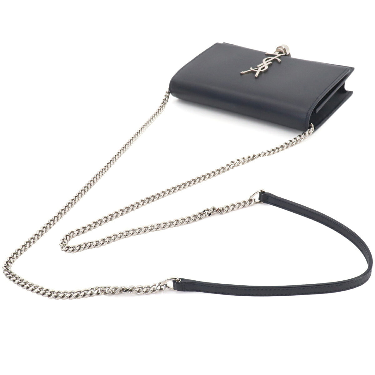 Saint Laurent Navy Leather Chain/Shoulder Wallet (Pre-Owned)