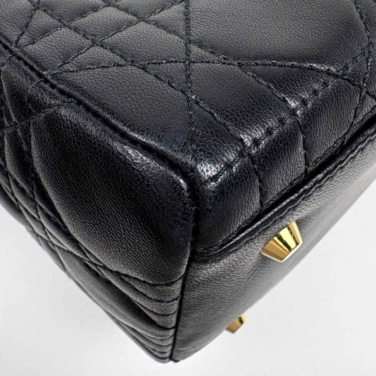 Christian Dior Lady Dior Black Leather Handbag (Pre-Owned)