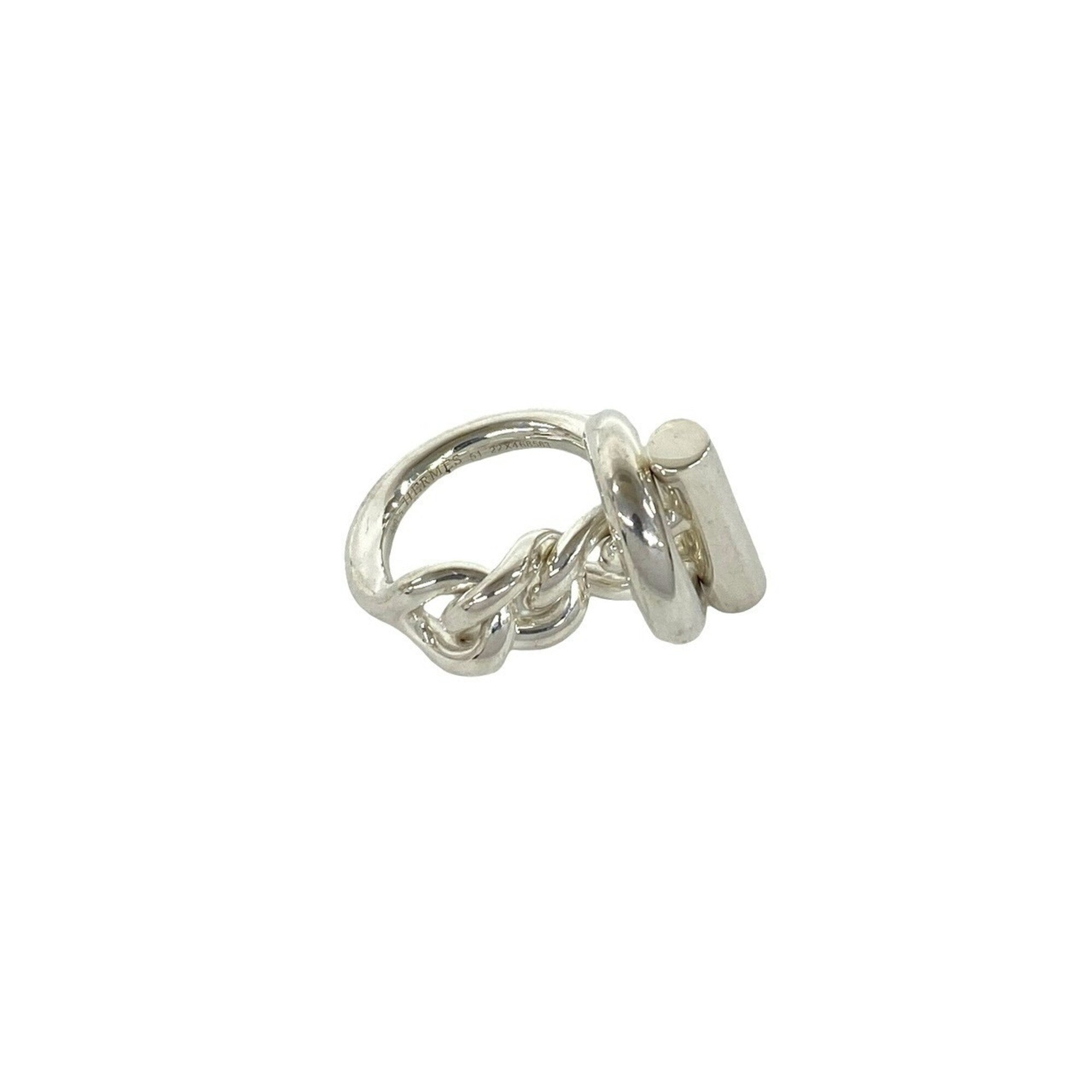 Hermes Silver Silver 925 Band Ring (Pre-Owned)