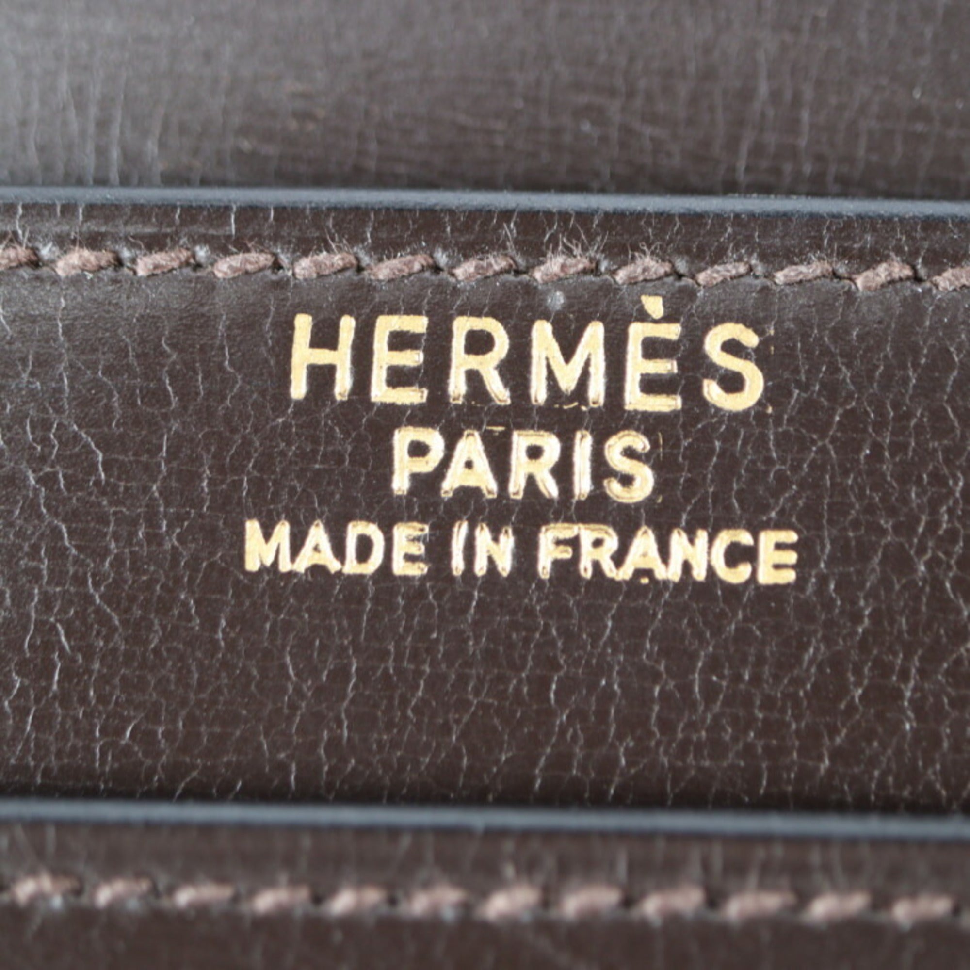 Hermes Dark Brown Box Calf Leather Clutch Bag Handbag (Pre-Owned)