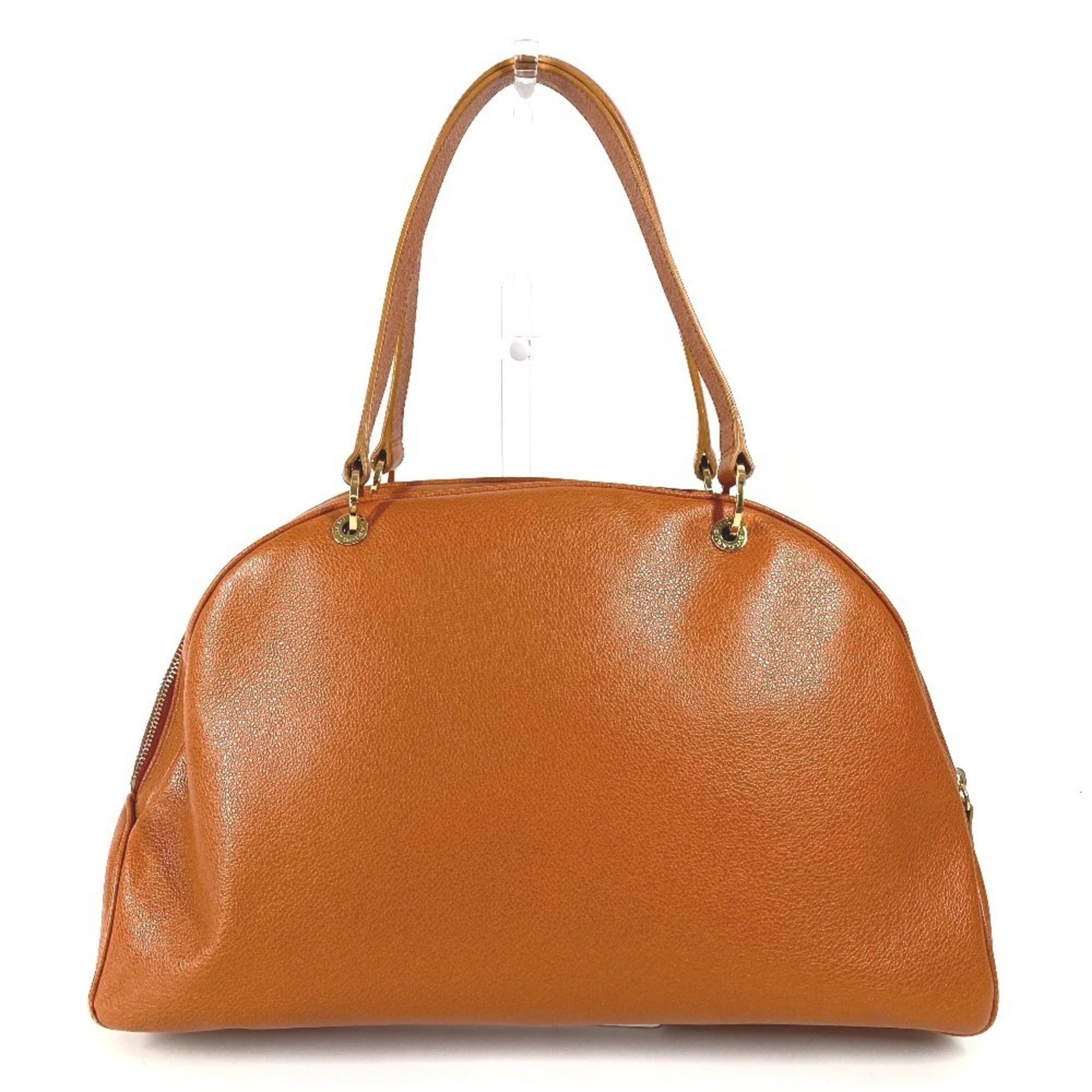 Bvlgari Brown Leather Boston Bag Shoulder Bag (Pre-Owned)