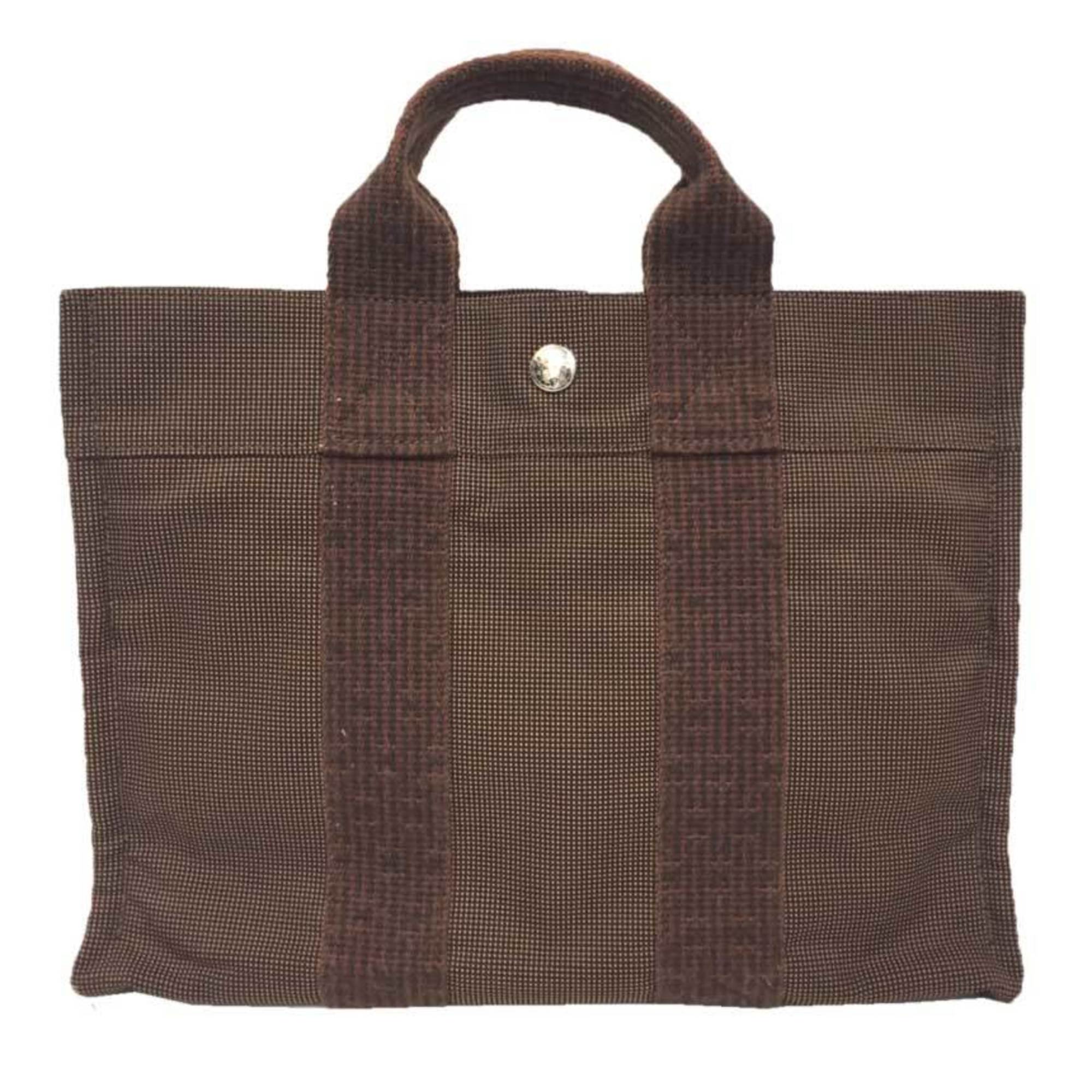 Hermes Brown Nylon Canvas Tote Bag (Pre-Owned)