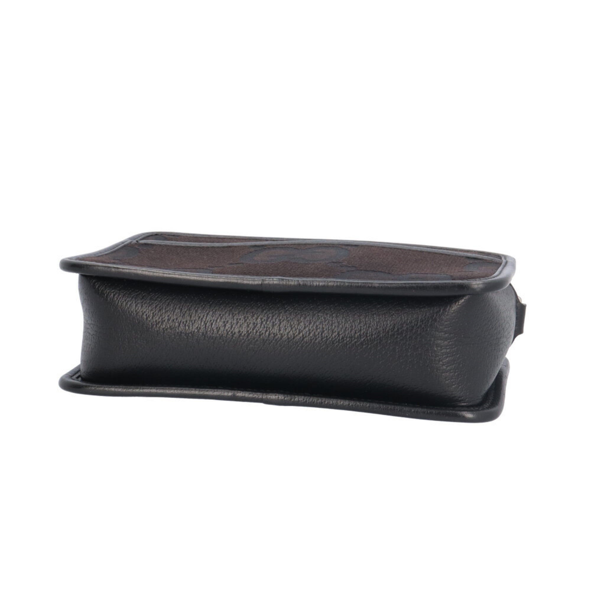 Gucci Black Gg Canvas Leather Shoulder Bag (Pre-Owned)