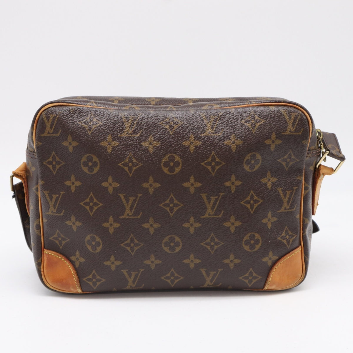 Louis Vuitton Beige Brown Monogram Coated Canvas Leather Shoulder Bag (Pre-Owned)