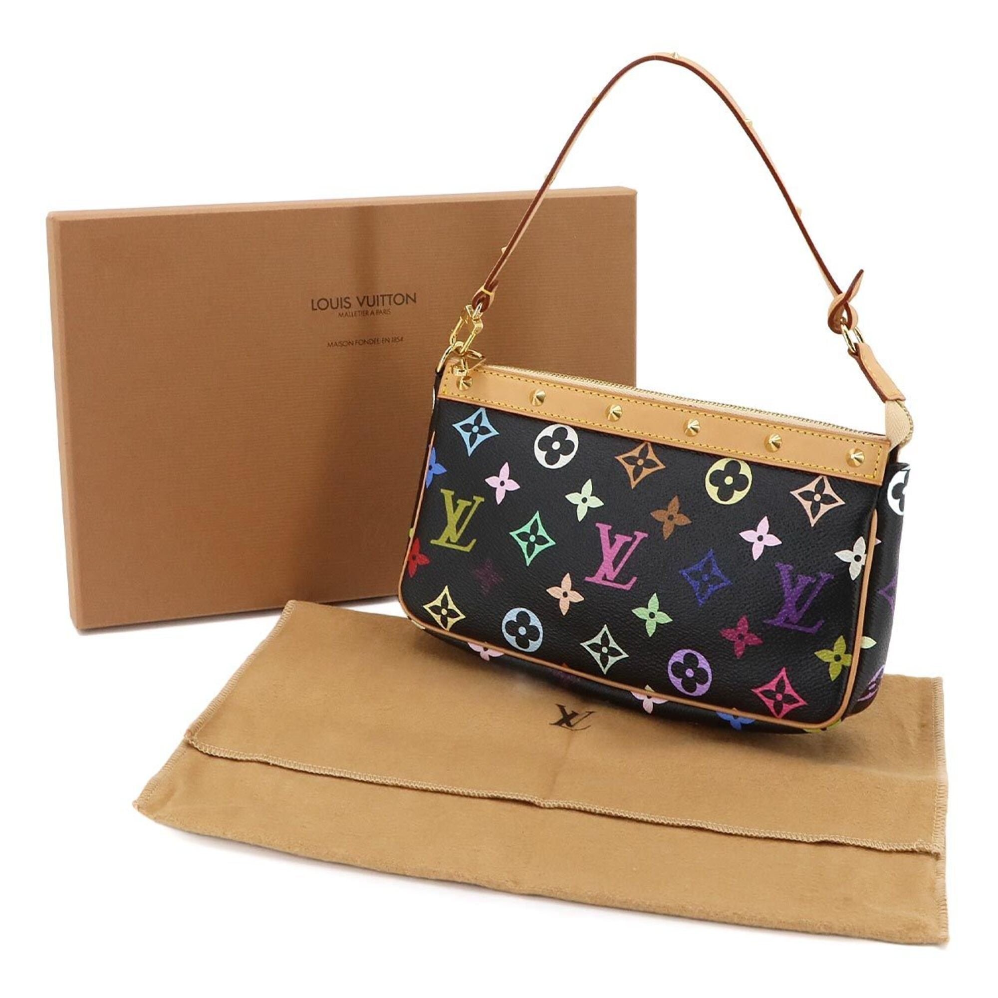 Louis Vuitton Multi-Color Noir Monogram Multicolore Handbag Pochette (Pre-Owned)