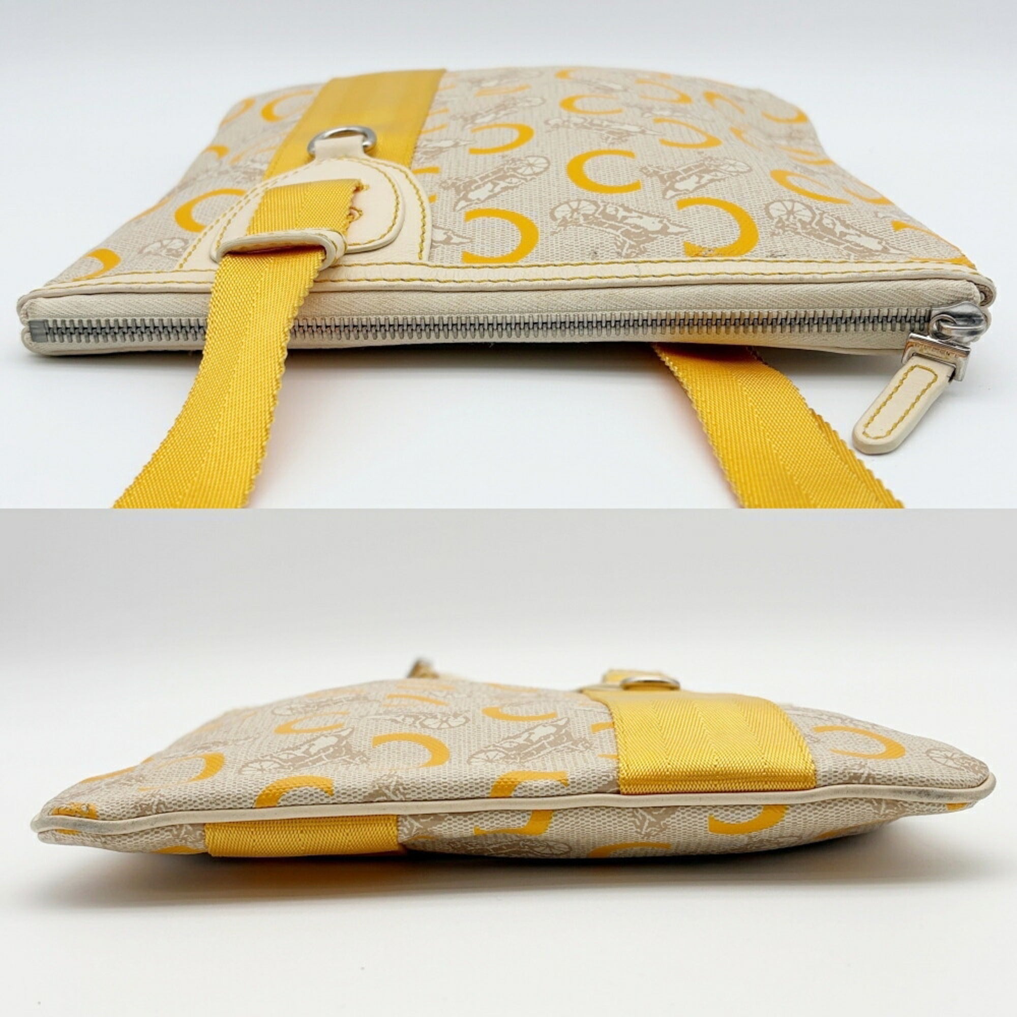 Celine Beige Yellow Canvas Pvc Leather Pochette Shoulder Bag (Pre-Owned)